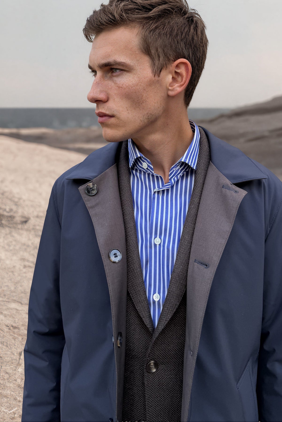 Imperméable homme Stanley réversible – Marine / Taupe-MANTEAU HOMME-Curling-Paris