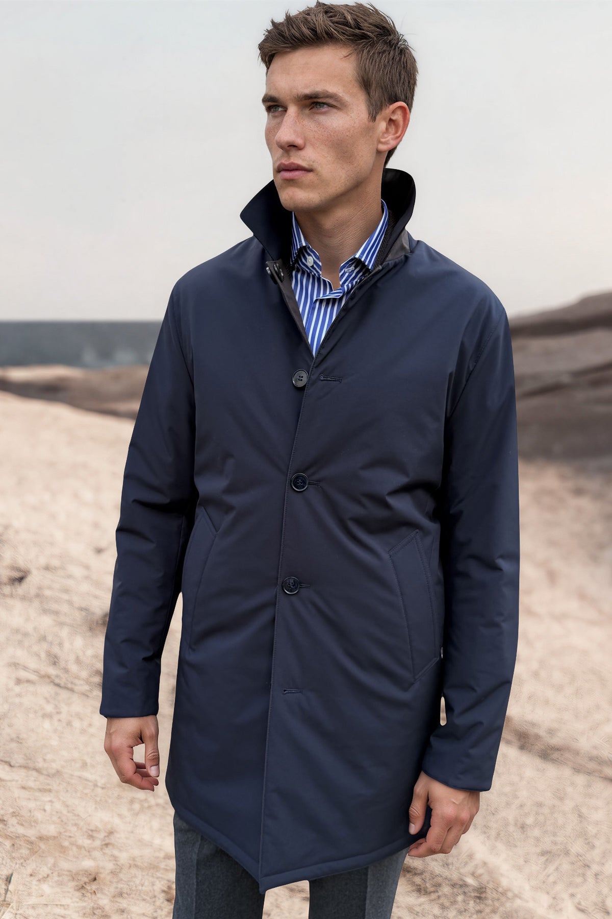 Imperméable homme Stanley réversible – Marine / Taupe-MANTEAU HOMME-Curling-Paris