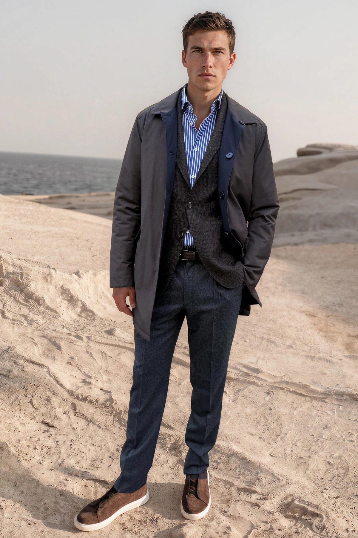 Imperméable homme Stanley réversible – Marine / Taupe-MANTEAU HOMME-Curling-Paris