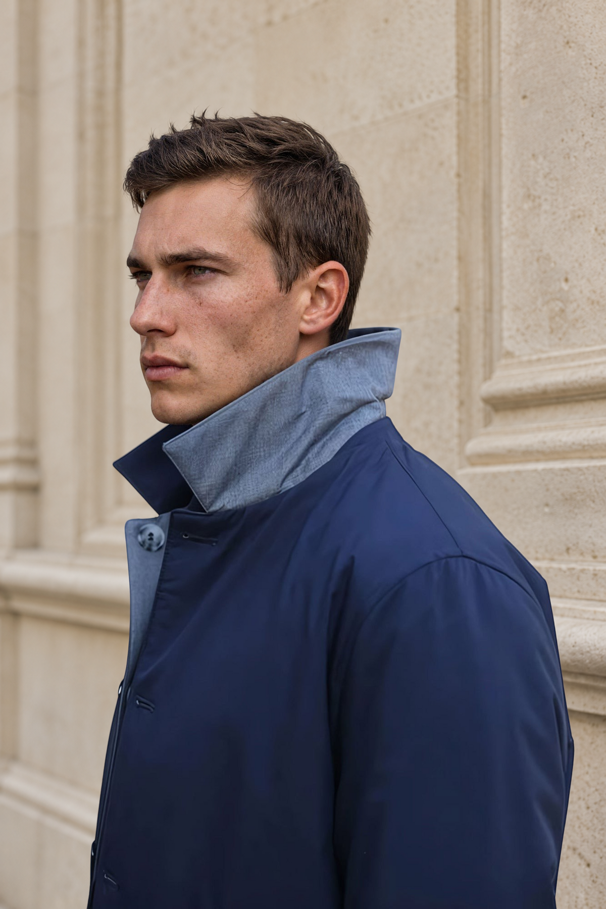 Imperméable matelassé réversible Stanley - Marine / Gris-MANTEAU HOMME-Curling-Paris