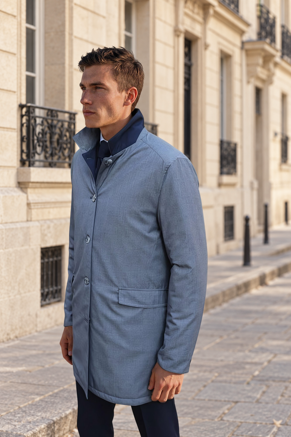 Imperméable matelassé réversible Stanley - Marine / Gris-MANTEAU HOMME-Curling-Paris