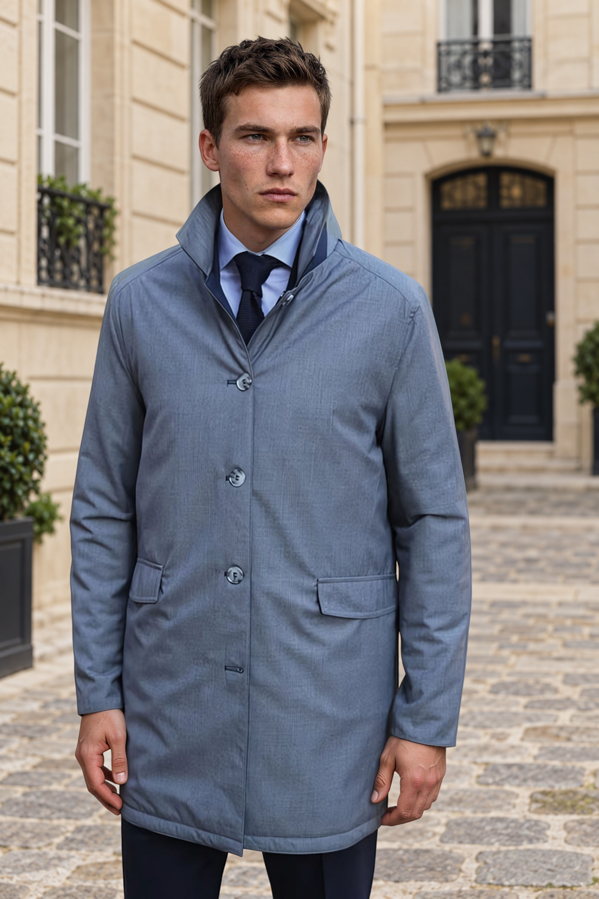 Imperméable matelassé réversible Stanley - Marine / Gris-MANTEAU HOMME-Curling-Paris