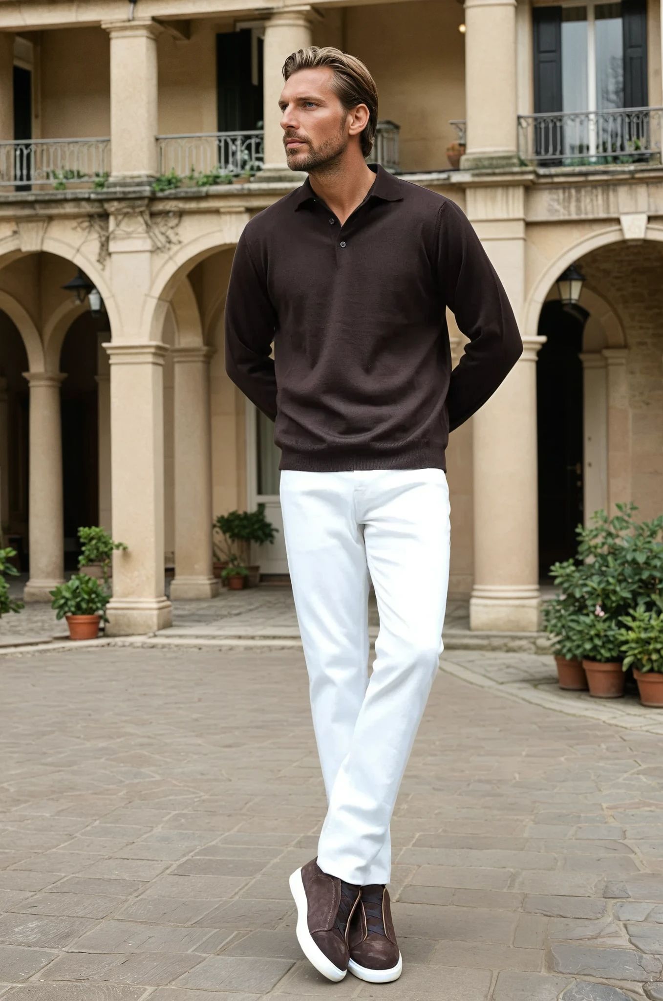 Jean James en coton stretch - Blanc-PANTALON HOMME-Curling-Paris