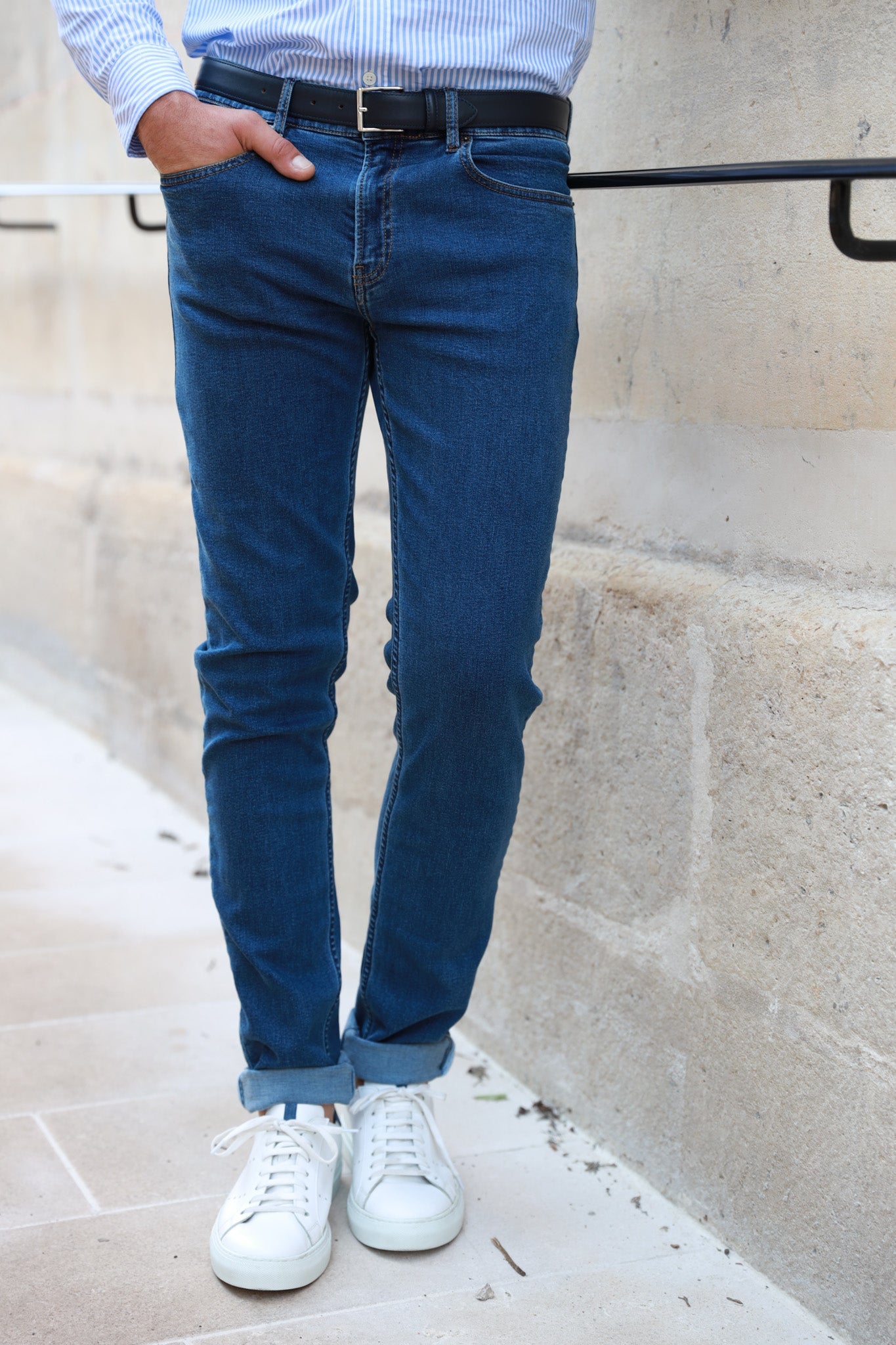 Jeans James en coton stretch - Bleu-PANTALON HOMME-Curling-Paris