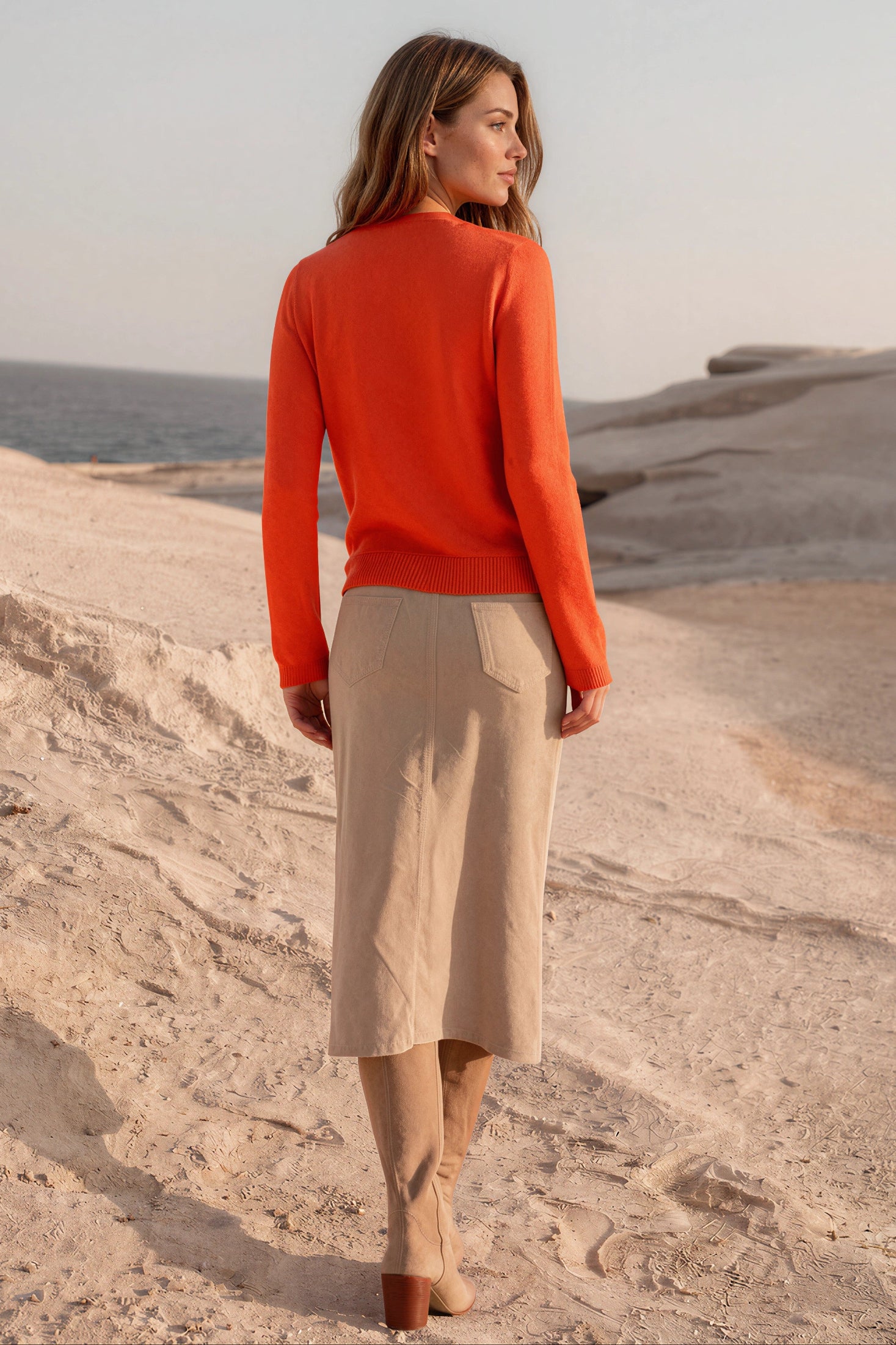 Jupe longue Aubane en velours milleraies – Camel-JUPE FEMME-Curling-Paris