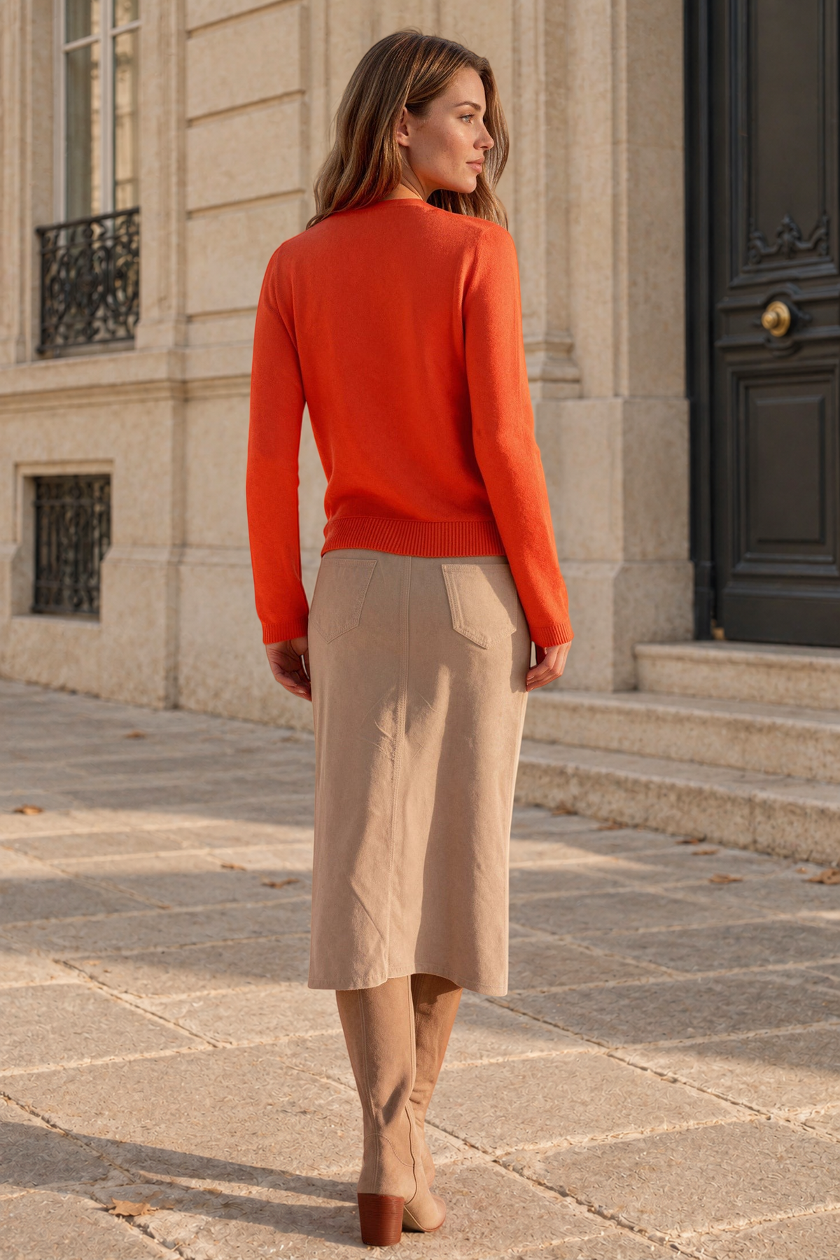 Jupe longue Aubane en velours milleraies – Camel-JUPE FEMME-Curling-Paris