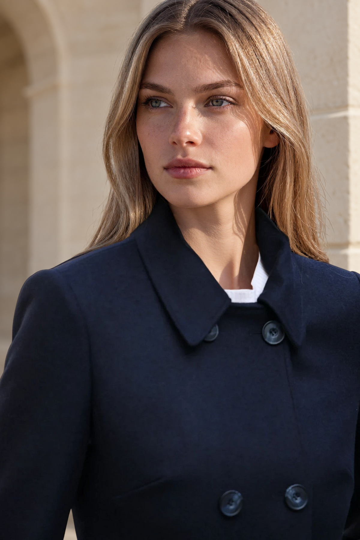 Manteau Agathe en laine et cachemire - Marine-MANTEAU FEMME-Curling-Paris