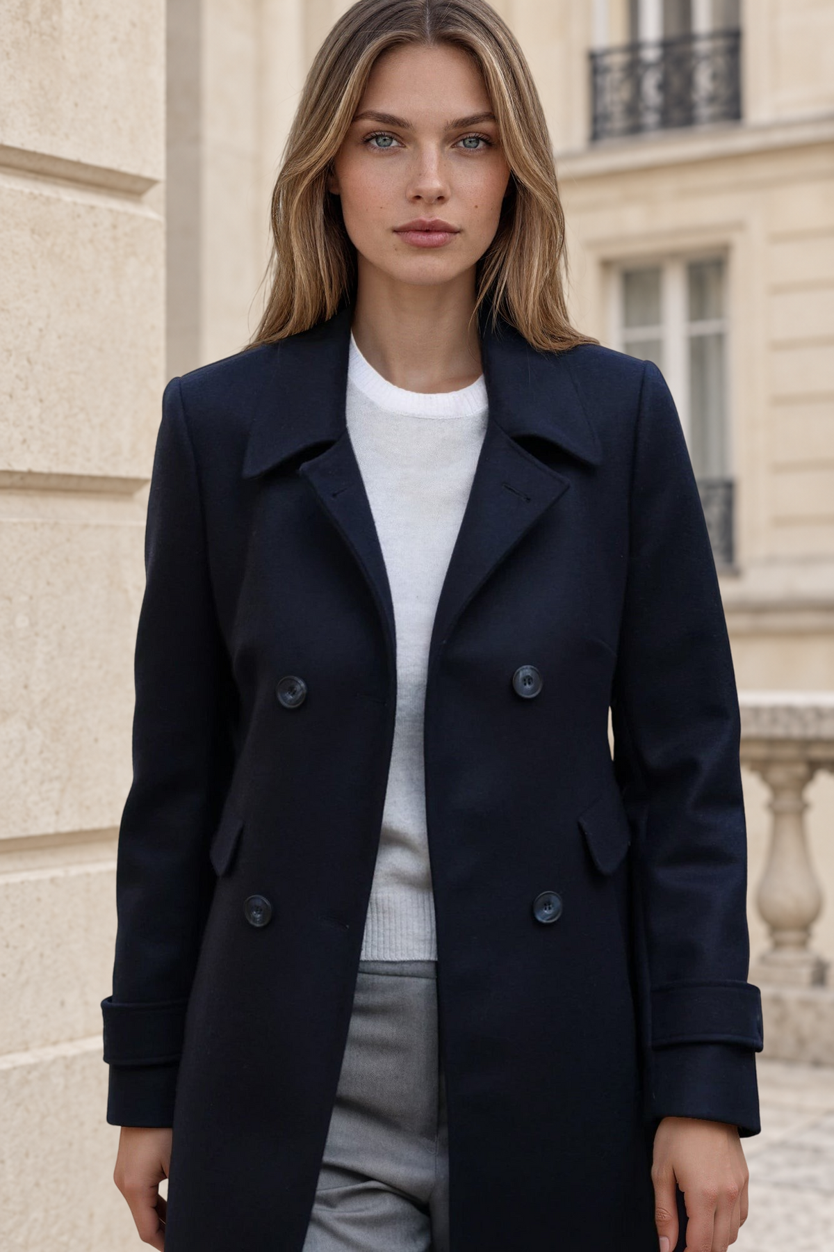 Manteau Agathe en laine et cachemire - Marine-MANTEAU FEMME-Curling-Paris