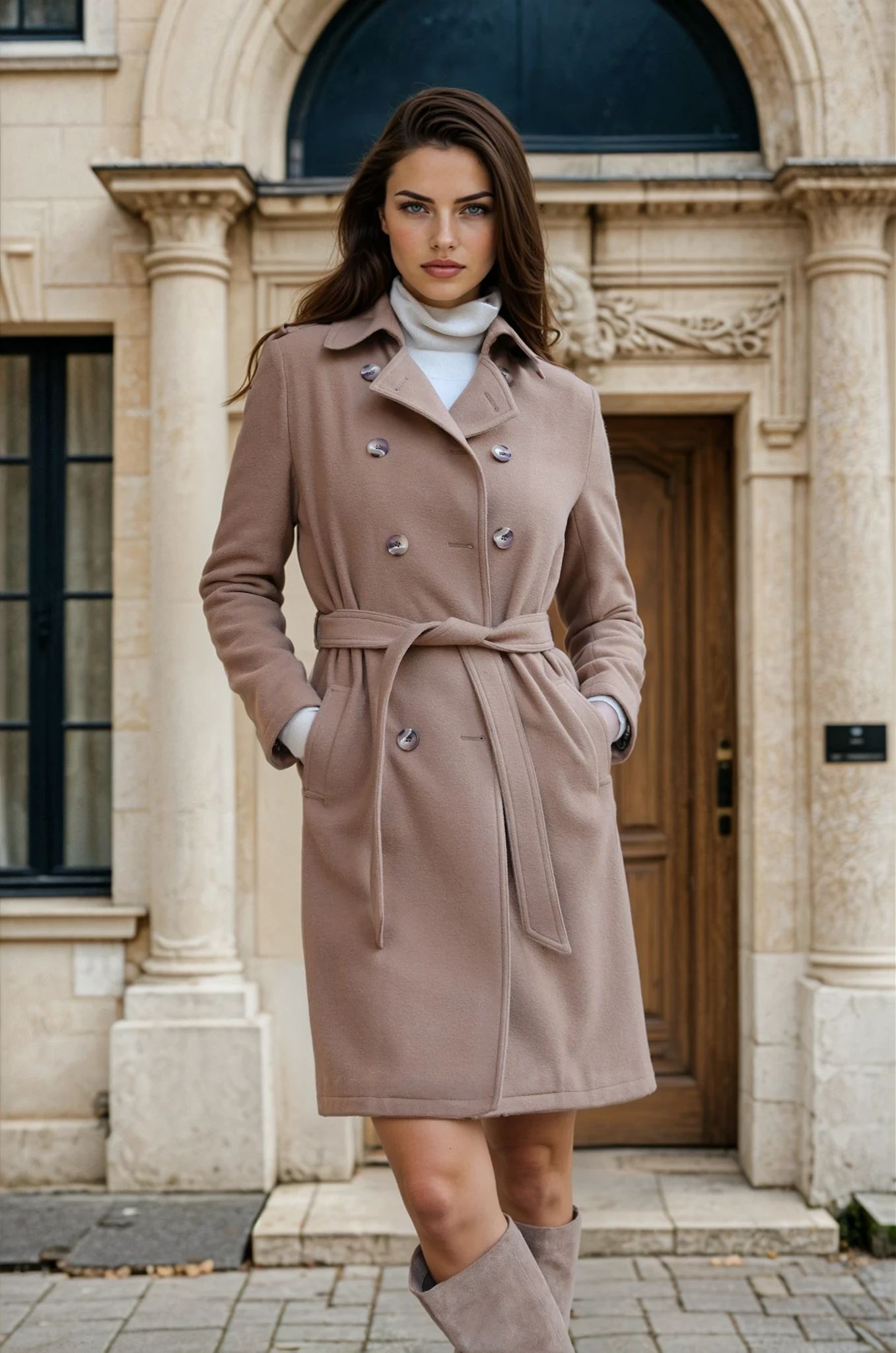 Manteau Annie en laine et cachemire - Camel-MANTEAU FEMME-Curling-Paris