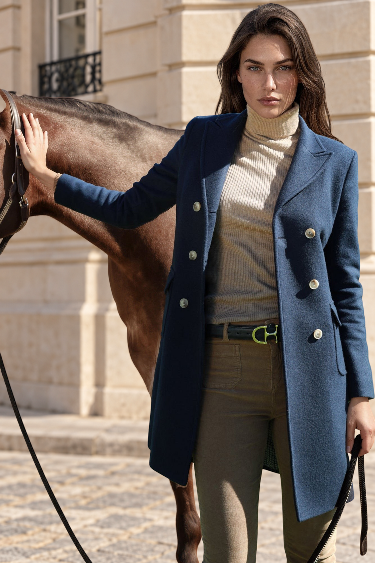 Manteau Emilie croisé en laine & Cachemire - Marine-MANTEAU FEMME-Curling-Paris