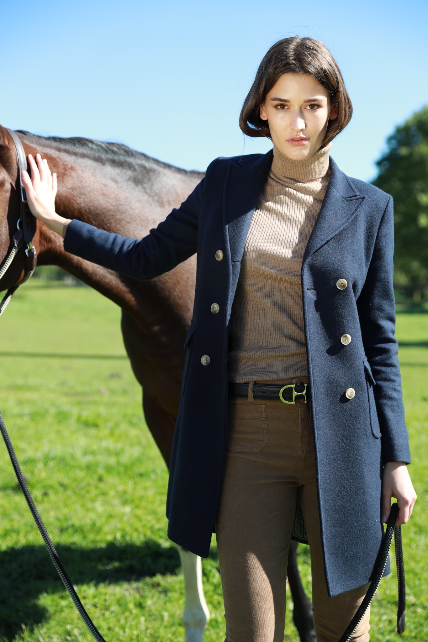 Manteau Emilie croisé en laine & Cachemire - Marine-MANTEAU FEMME-Curling-Paris