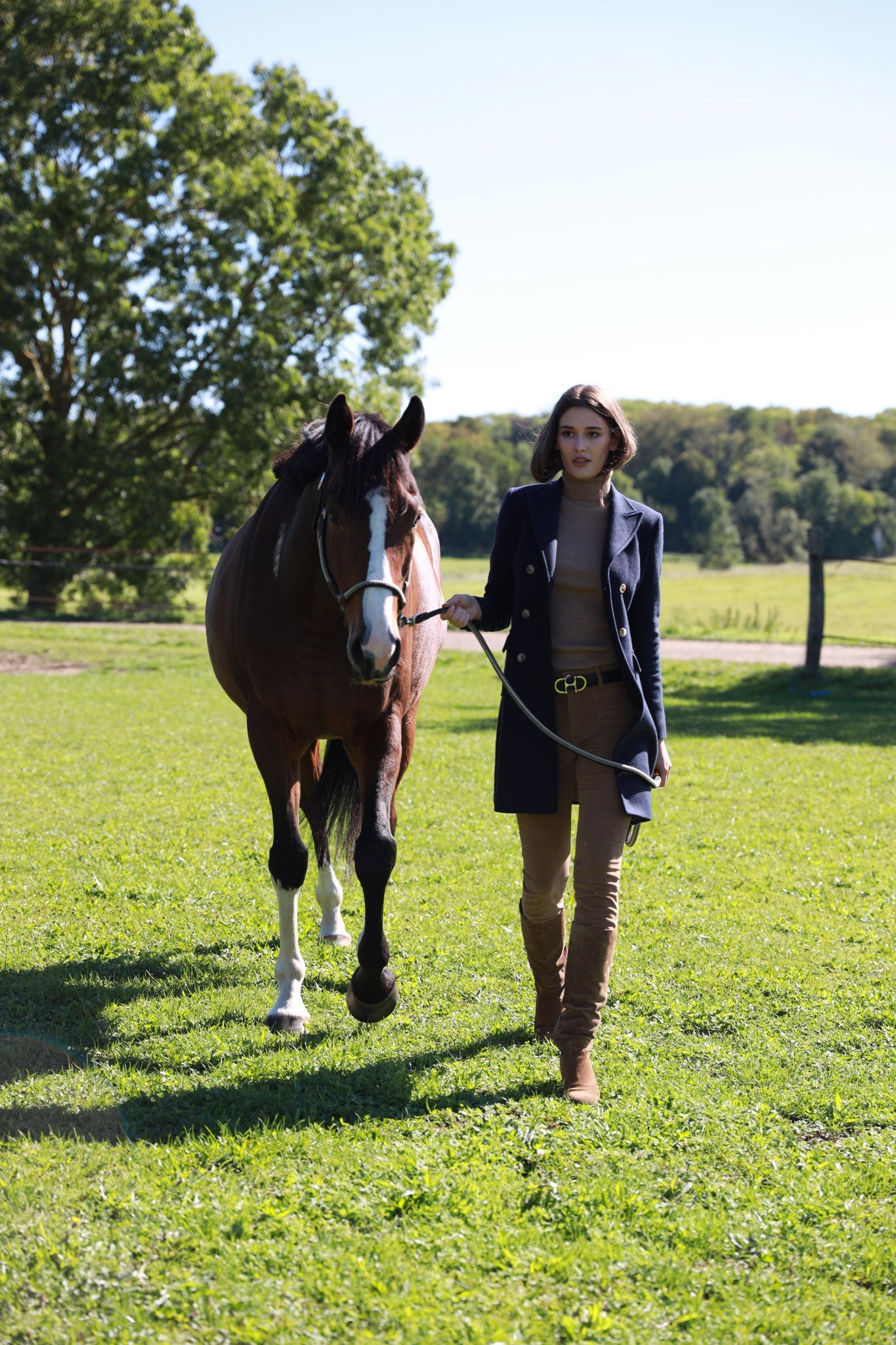 Manteau croisé en laine & cachemire - Marine