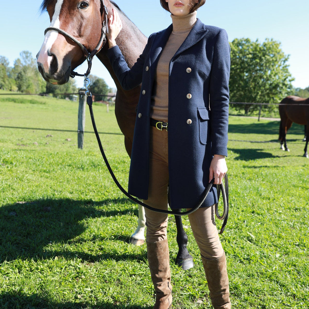 Emilie double-breasted wool cashmere coat Navy
