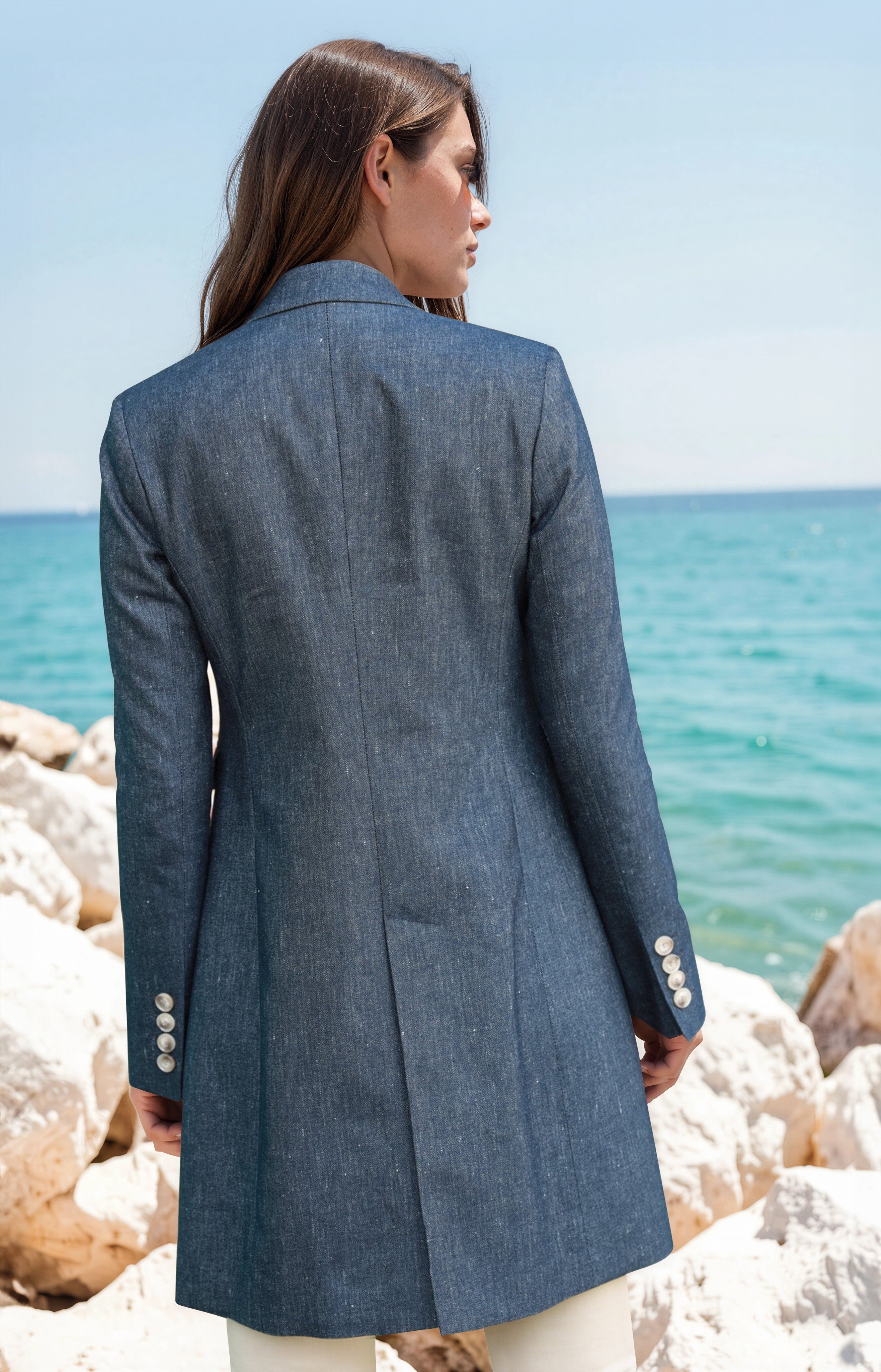 Manteau Jemma en coton & lin - Jeans-MANTEAU FEMME-Curling-Paris