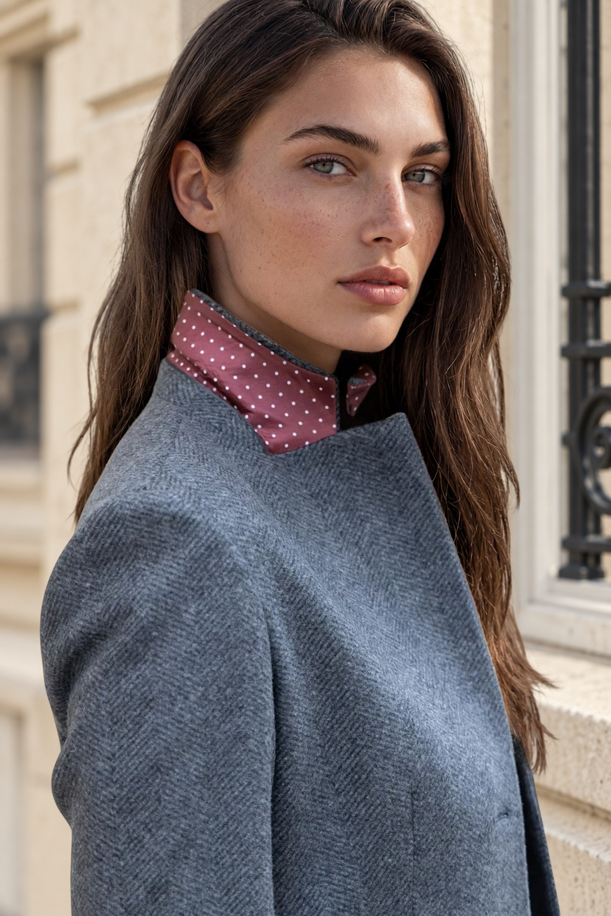 Manteau Jemma en laine et cachemire - Chevron anthracite-MANTEAU FEMME-Curling-Paris