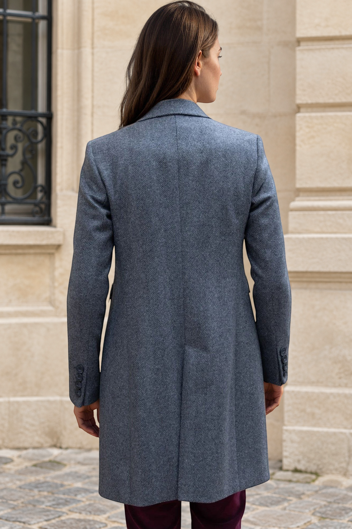 Manteau Jemma en laine et cachemire - Chevron anthracite-MANTEAU FEMME-Curling-Paris