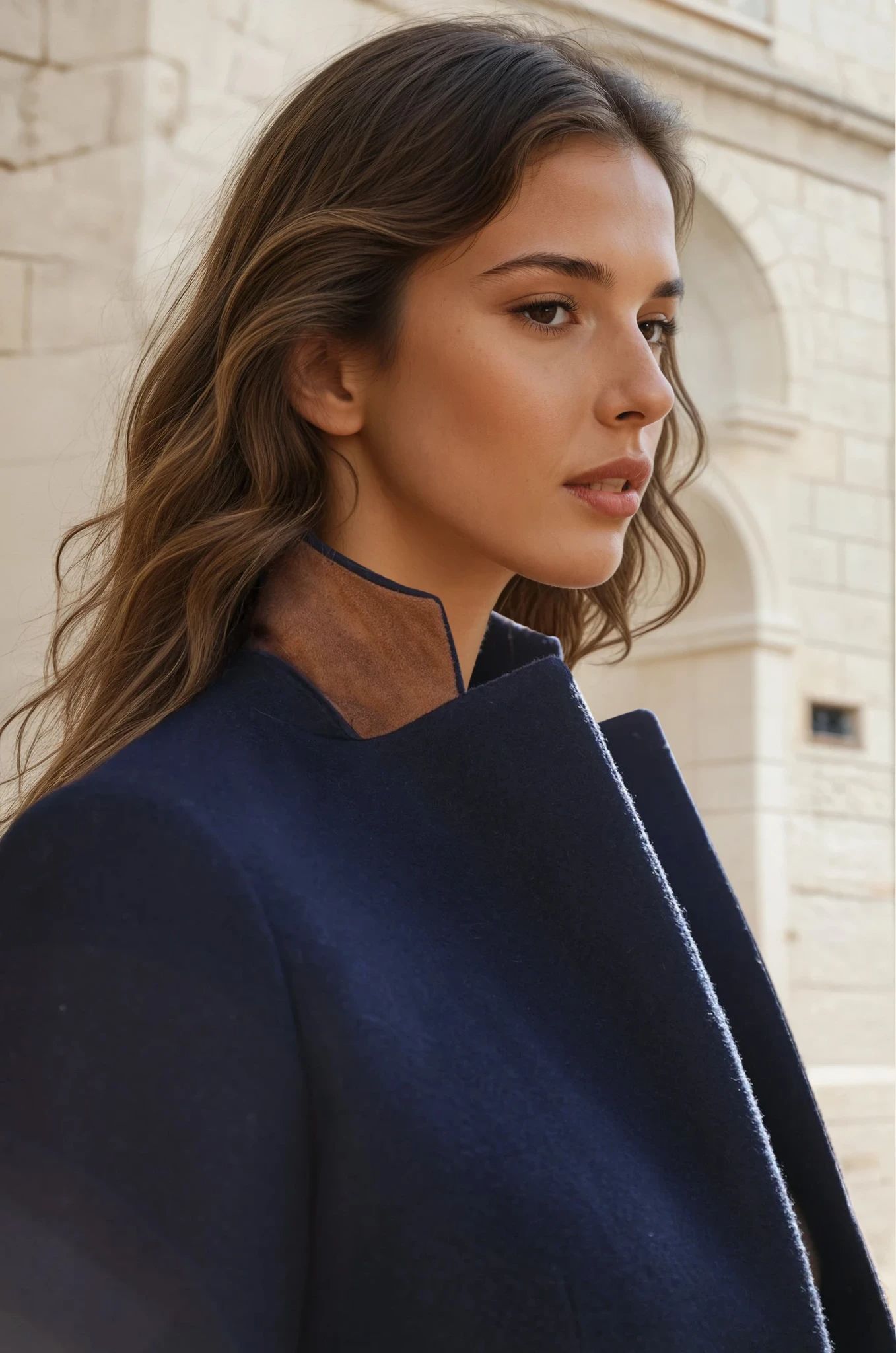 Manteau Jemma redingote 100% laine - Marine-MANTEAU FEMME-Curling-Paris