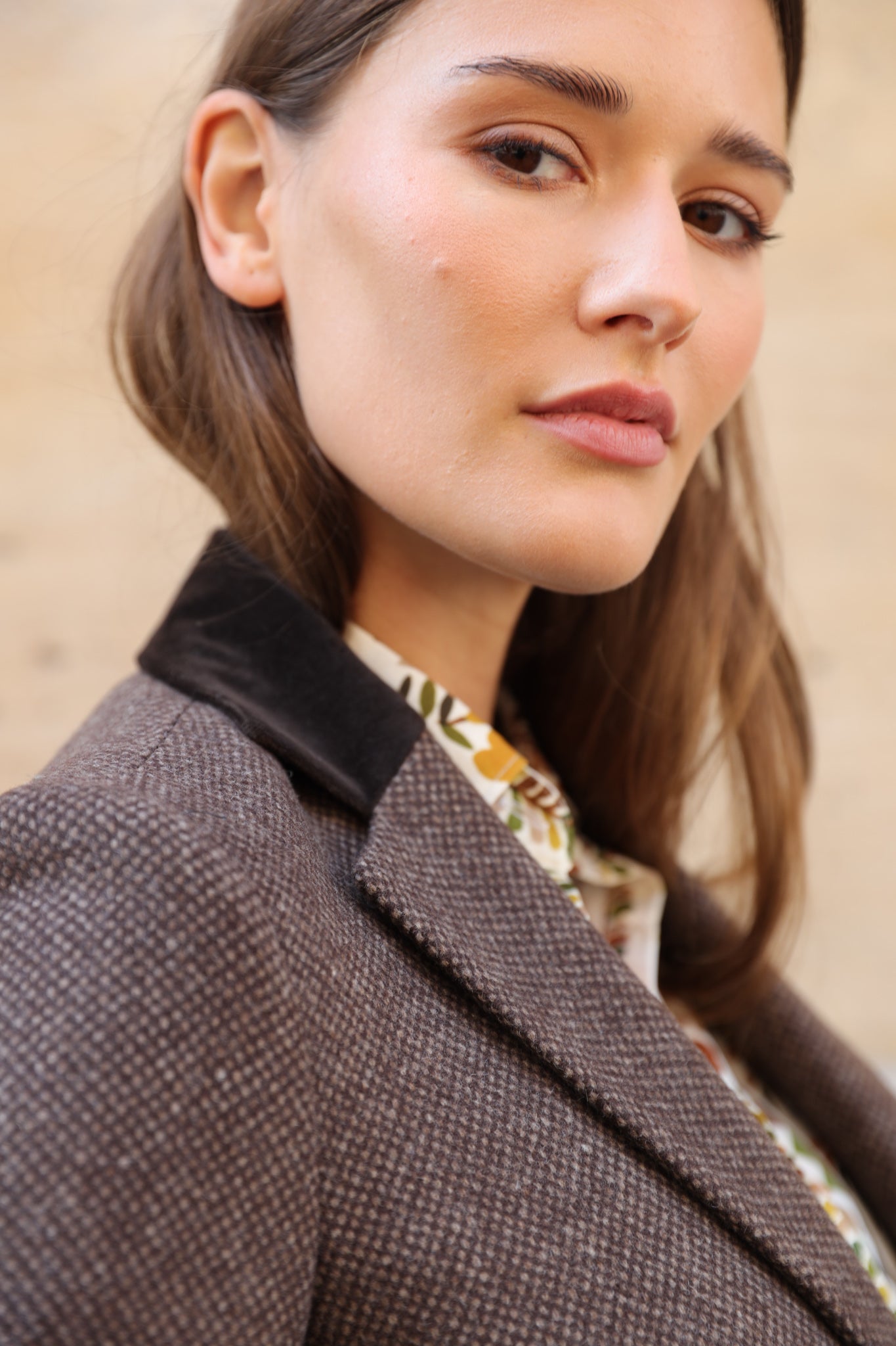 Manteau Jemma redingote 100% laine - Marron-MANTEAU FEMME-Curling-Paris