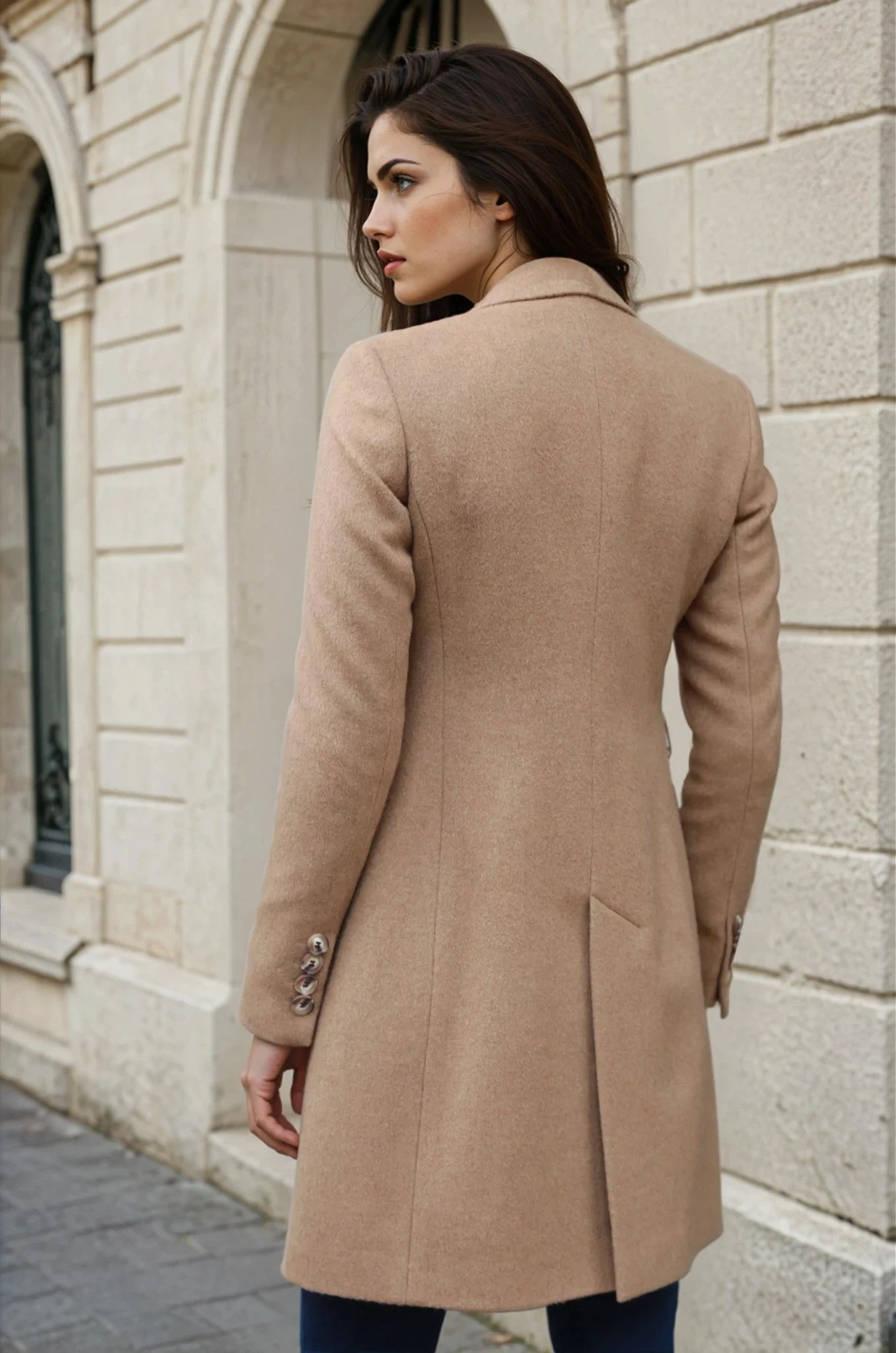 Manteau Jemma redingote en camel hair & laine - Camel-MANTEAU FEMME-Curling-Paris