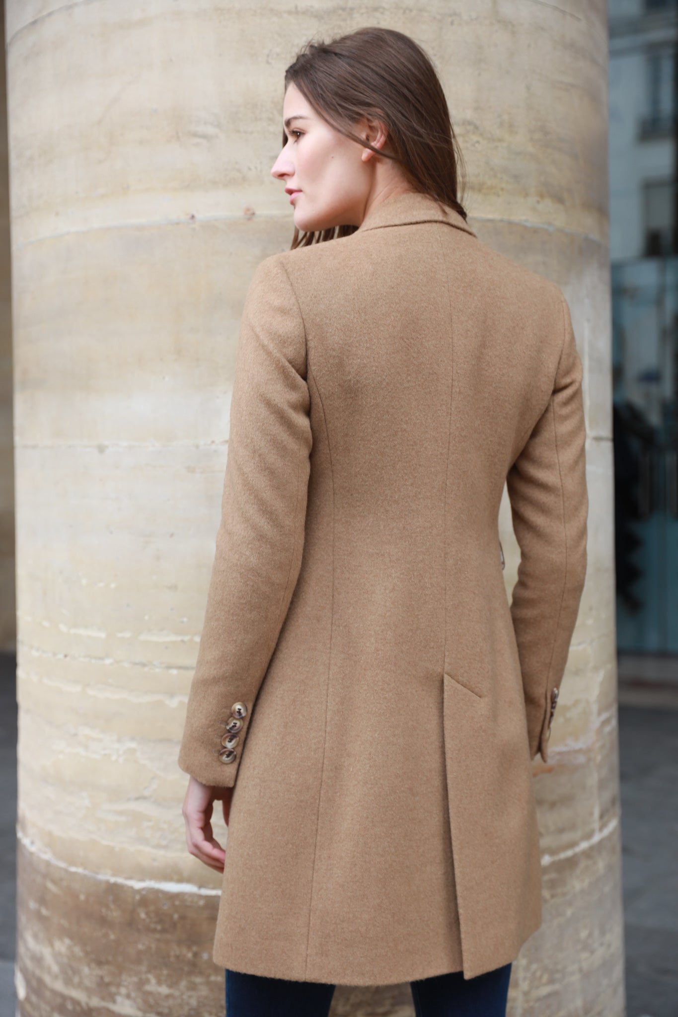 Manteau Jemma redingote en camel hair & laine - Camel-MANTEAU FEMME-Curling-Paris