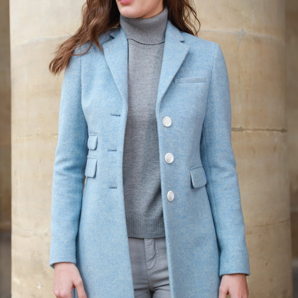 Manteau Jemma redingote en laine Merinos Ciel Curling Paris