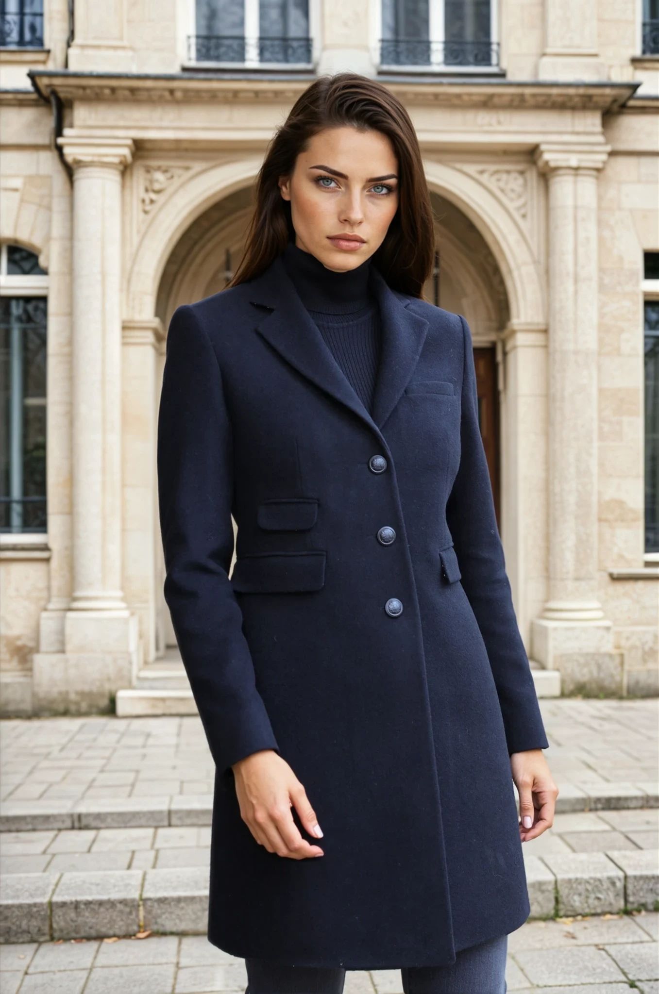 Manteau Jemma redingote en laine et cachemire - Noir-MANTEAU FEMME-Curling-Paris