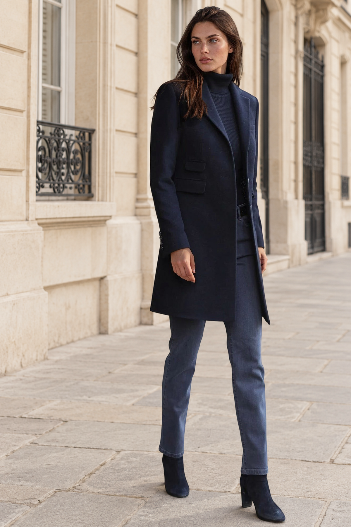 Manteau Jemma redingote en laine et cachemire - Noir-MANTEAU FEMME-Curling-Paris