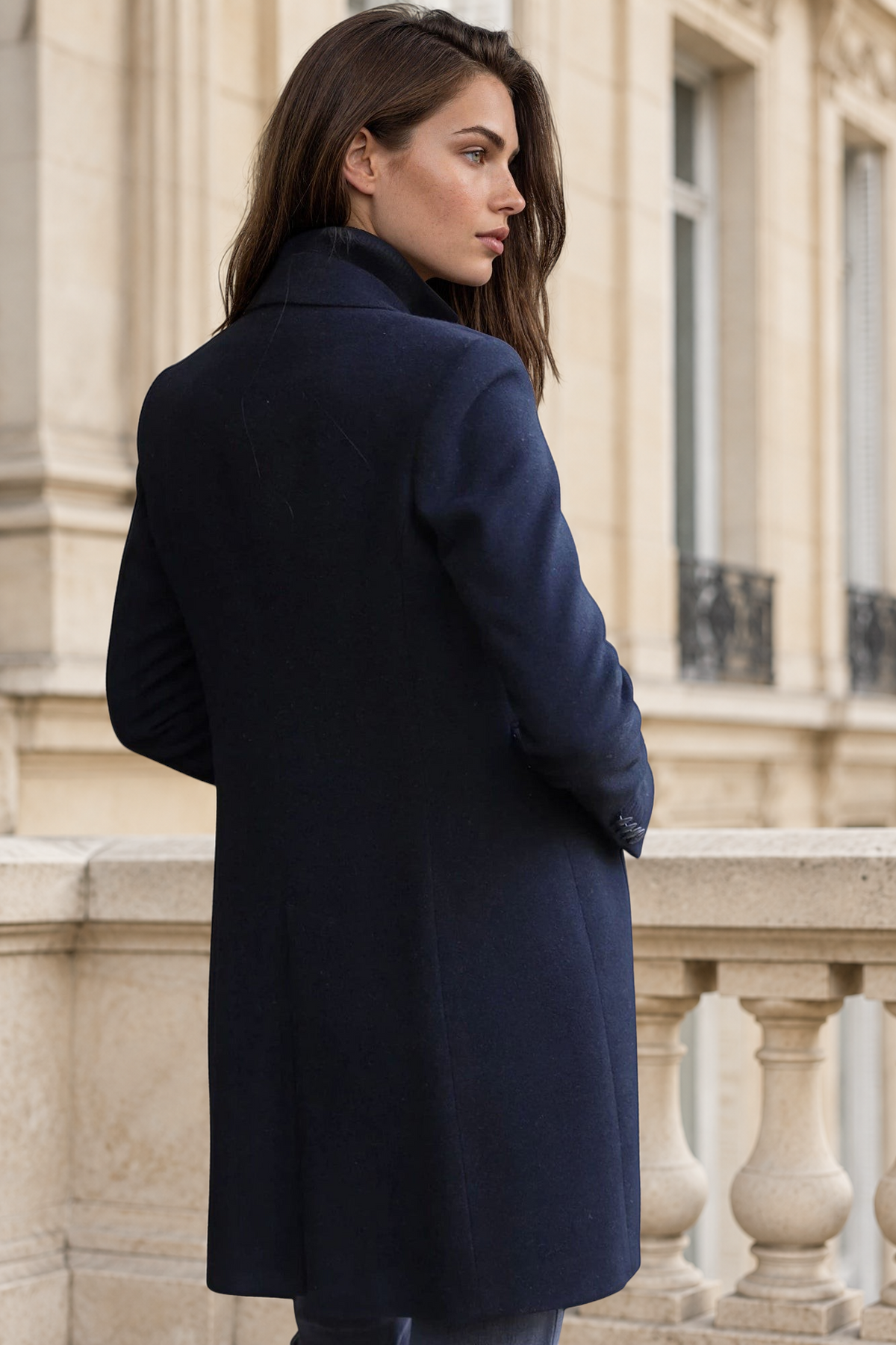 Manteau Jemma redingote en laine et cachemire - Noir-MANTEAU FEMME-Curling-Paris