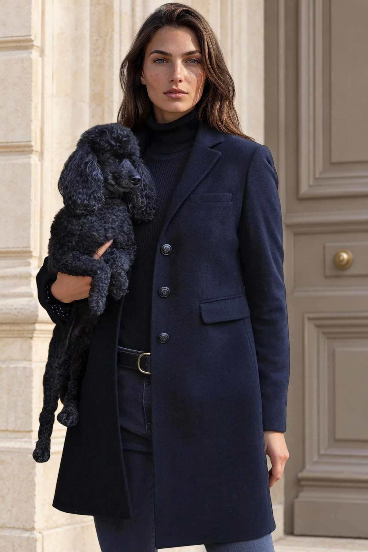 Manteau Jemma redingote en laine et cachemire - Noir-MANTEAU FEMME-Curling-Paris