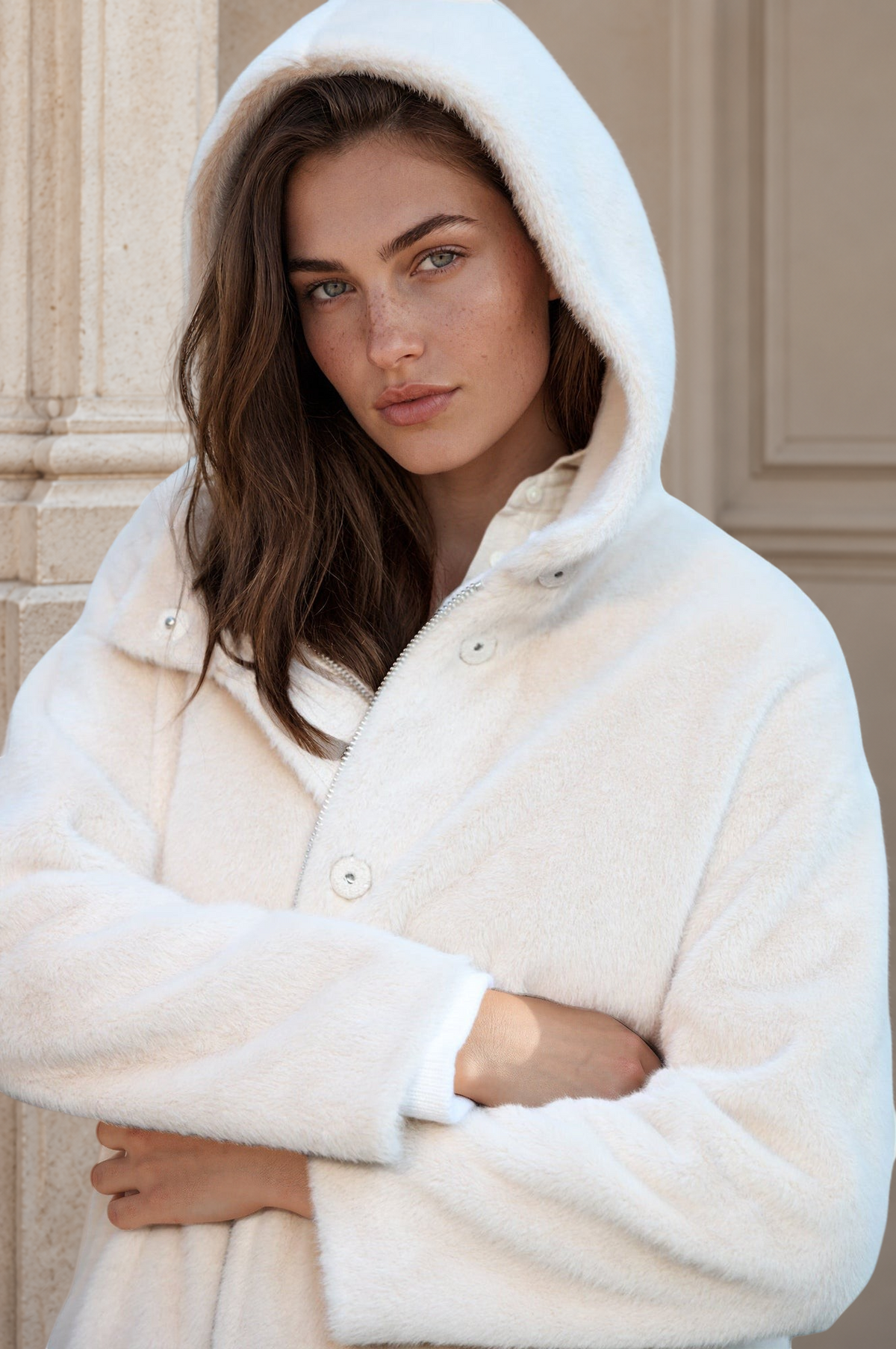 Manteau Leonie en éco fourrure - Ecru-MANTEAU FEMME-Curling-Paris