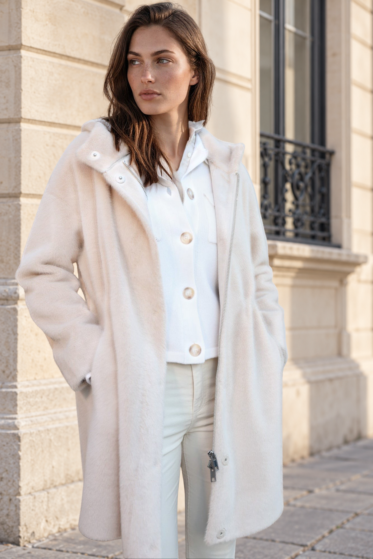 Manteau Leonie en éco fourrure - Ecru-MANTEAU FEMME-Curling-Paris