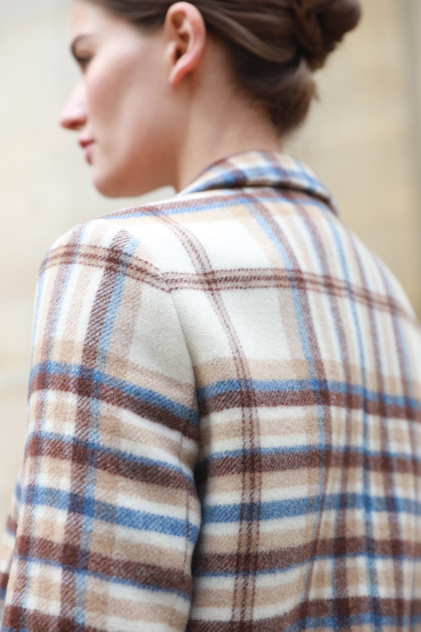 Manteau Léontine en Laine - Carreaux marron-MANTEAU FEMME-Curling-Paris