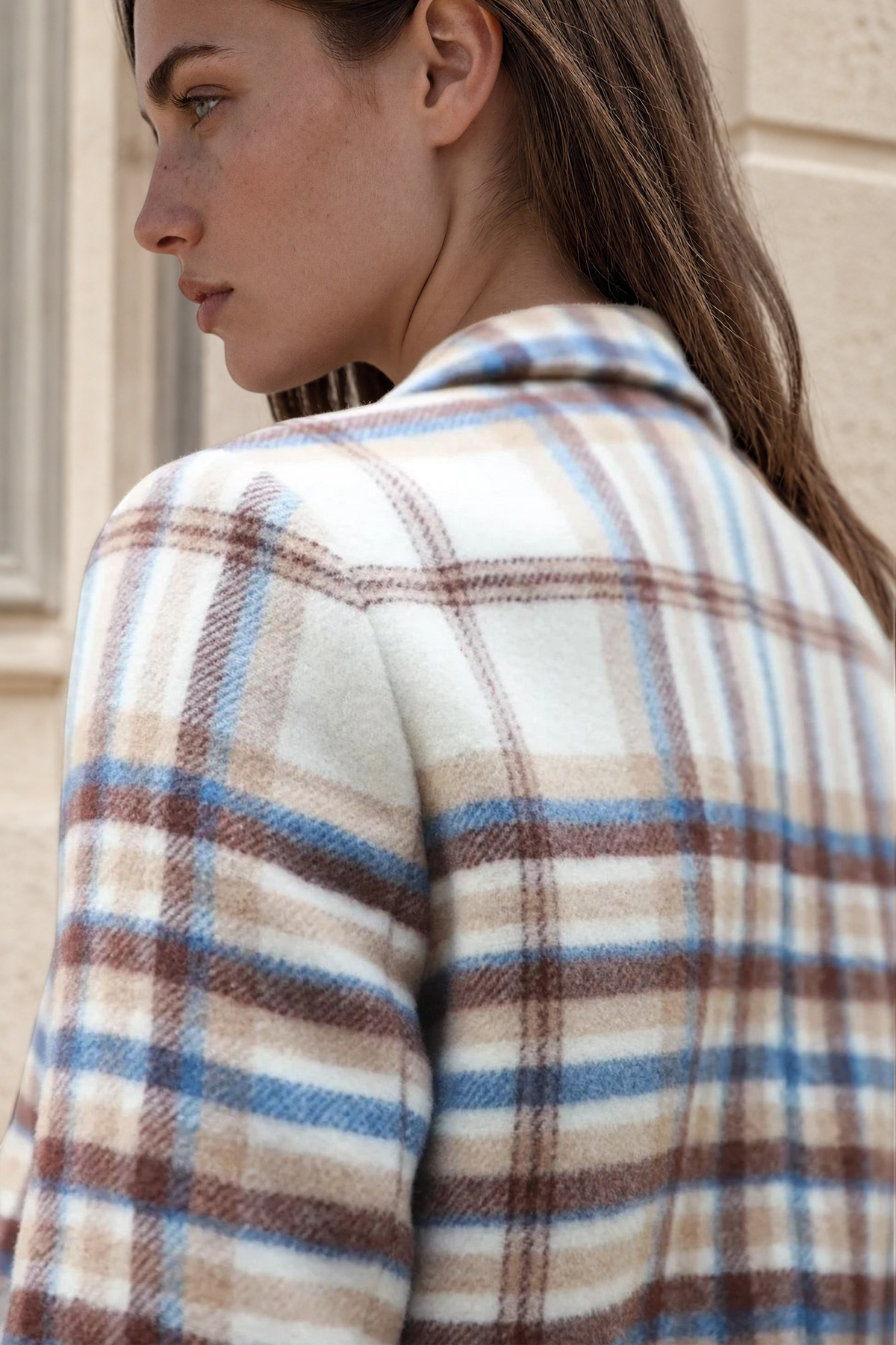 Manteau Léontine en Laine - Carreaux marron-MANTEAU FEMME-Curling-Paris