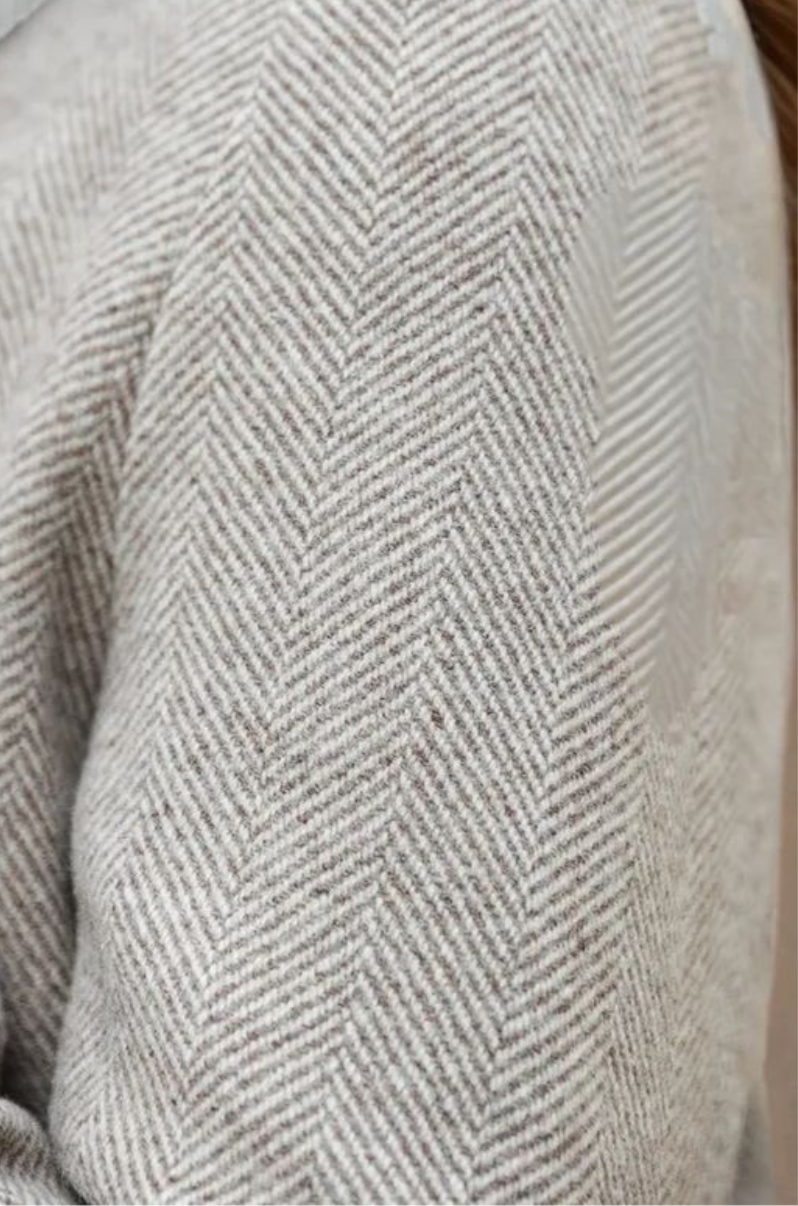 Manteau Léontine en Laine à chevron - Beige-MANTEAU FEMME-Curling-Paris