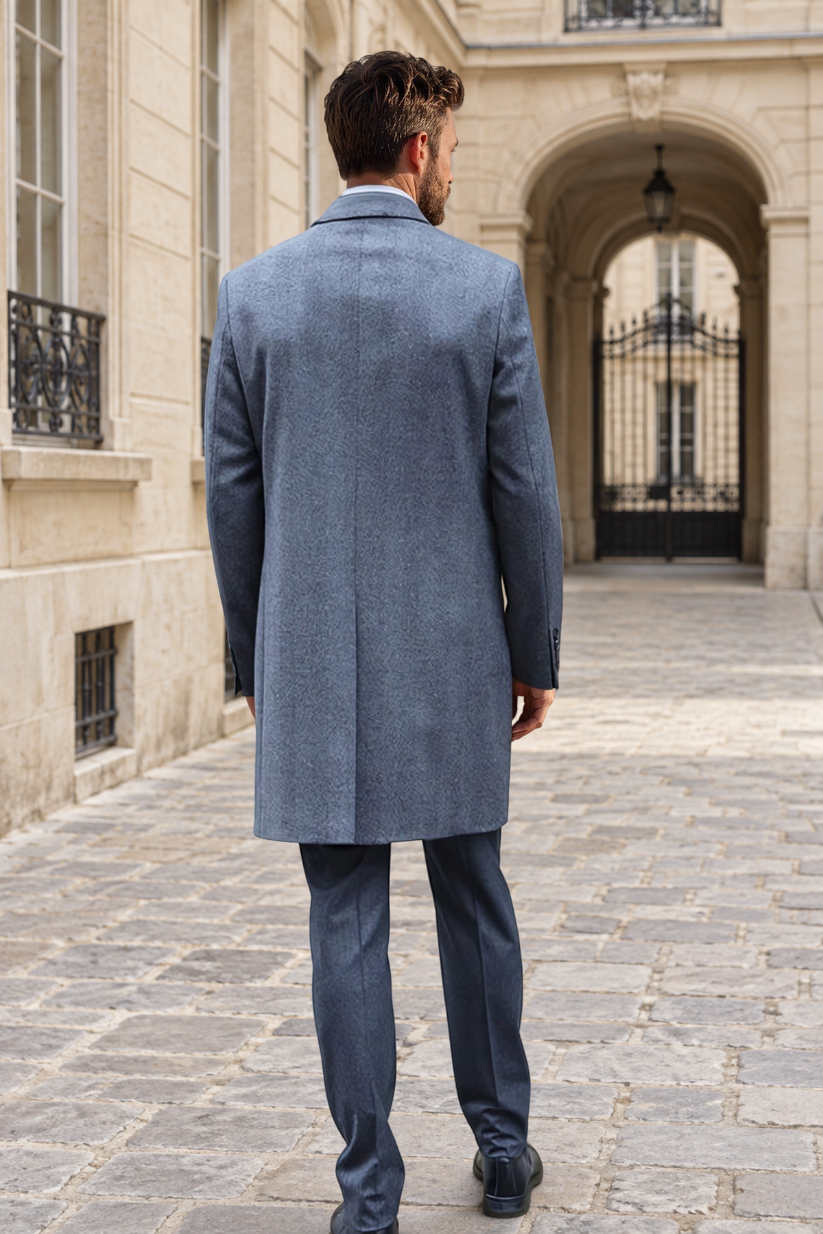Manteau Remy en laine et cachemire - Chevron Anthracite-MANTEAU HOMME-Curling-Paris
