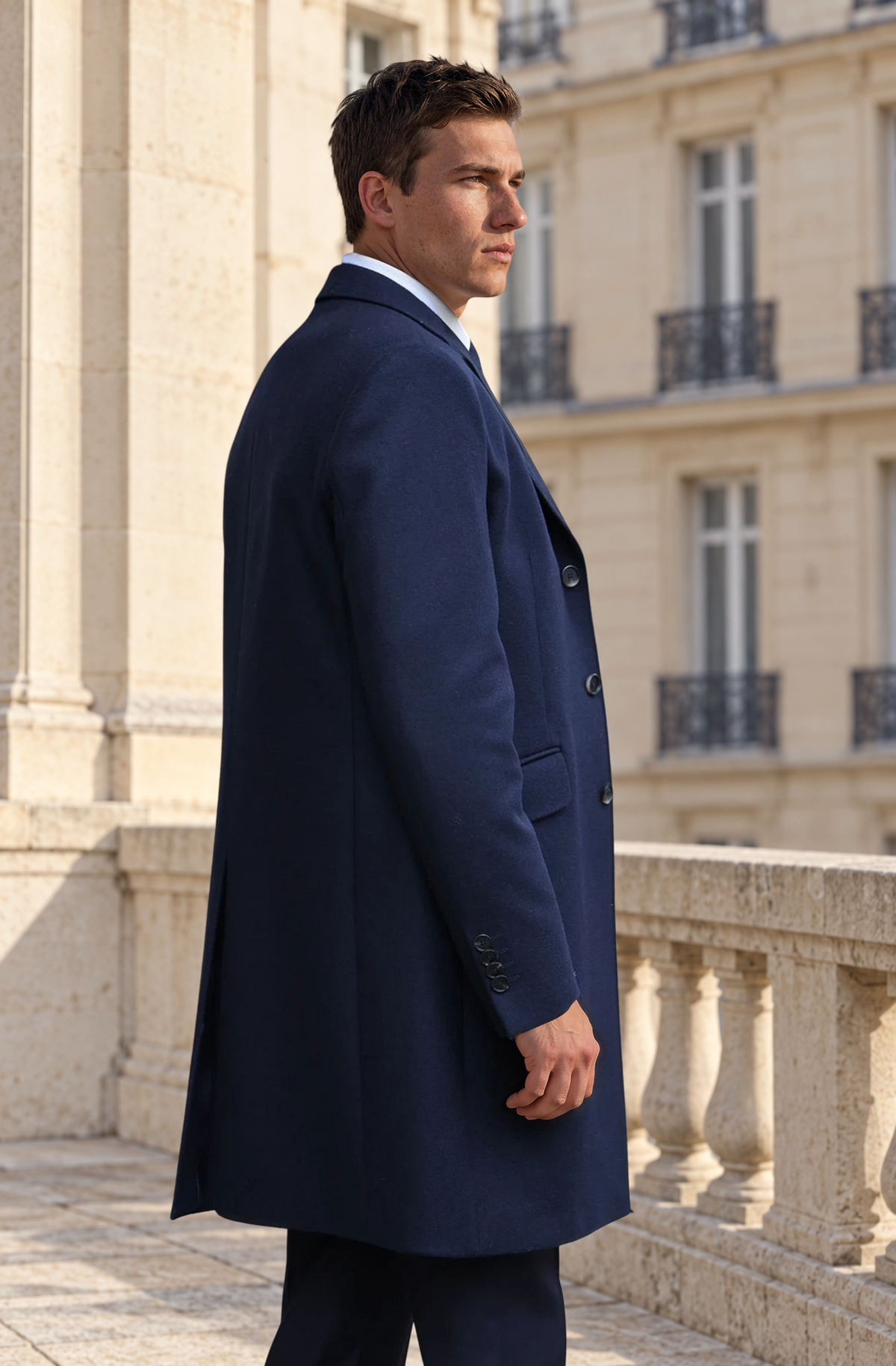 Manteau Remy en laine et cachemire - Marine-MANTEAU HOMME-Curling-Paris