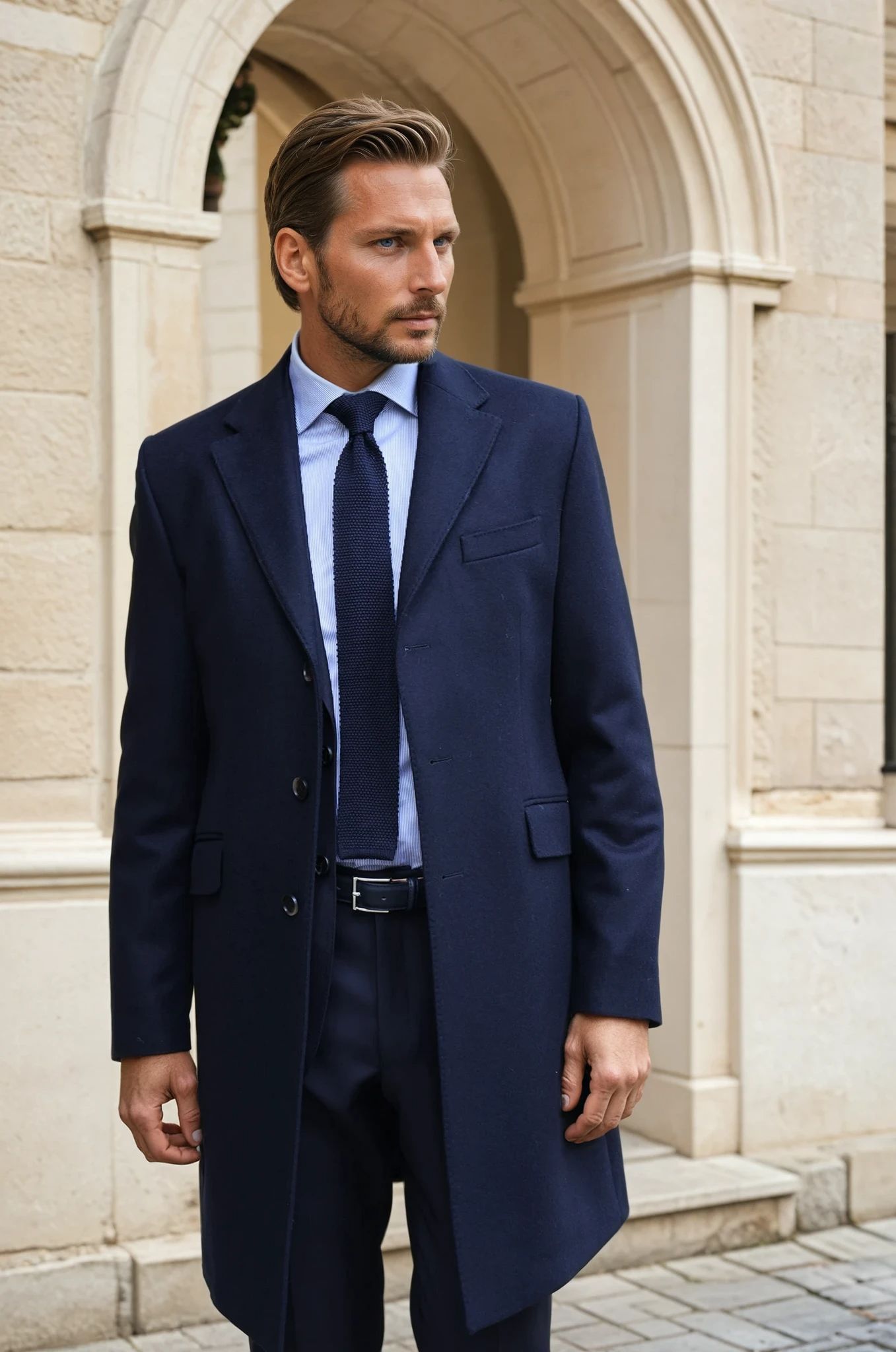 Manteau Remy en laine et cachemire - Marine-MANTEAU HOMME-Curling-Paris