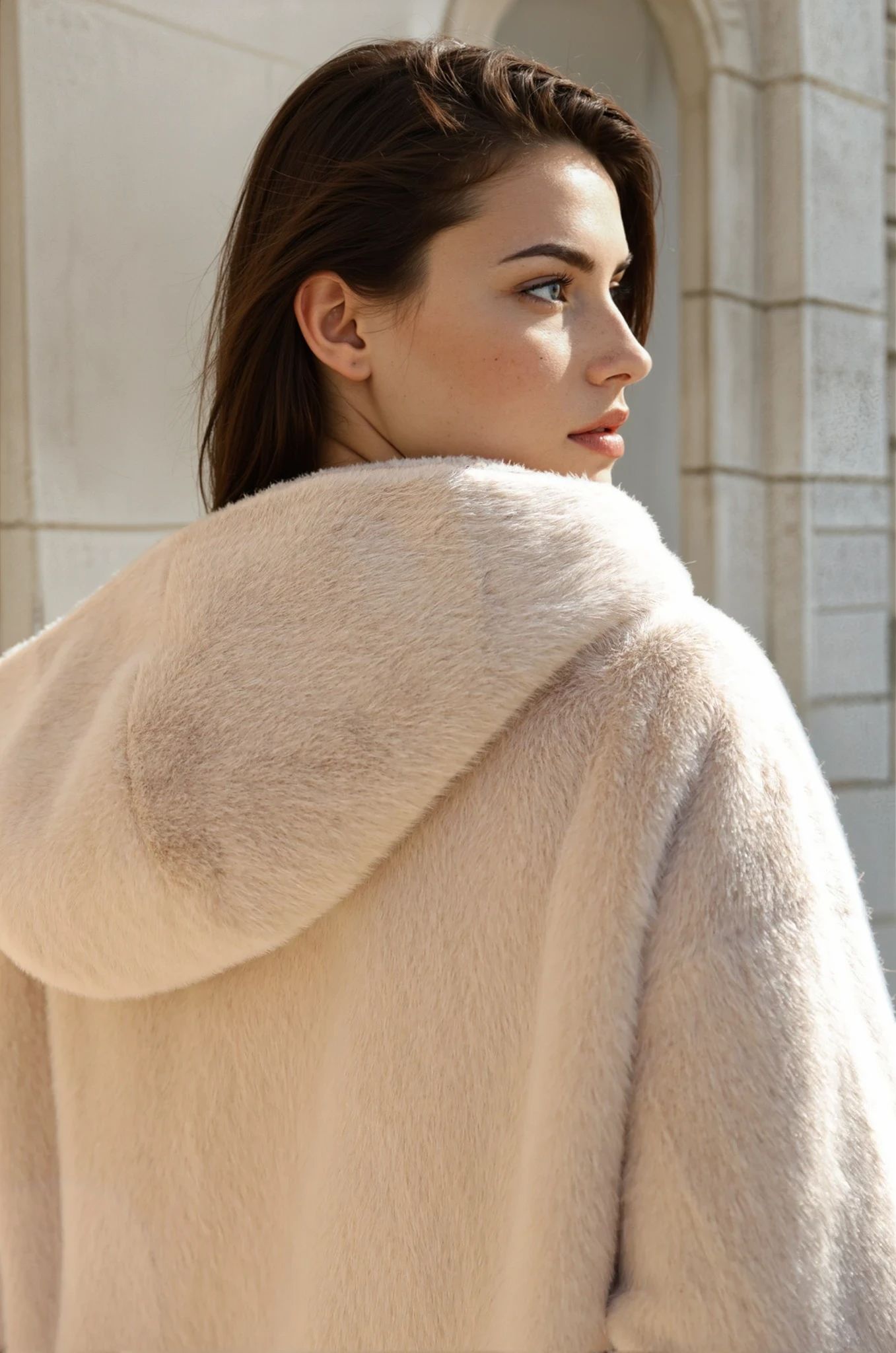 Manteau Romane en éco fourrure - Beige-MANTEAU FEMME-Curling-Paris
