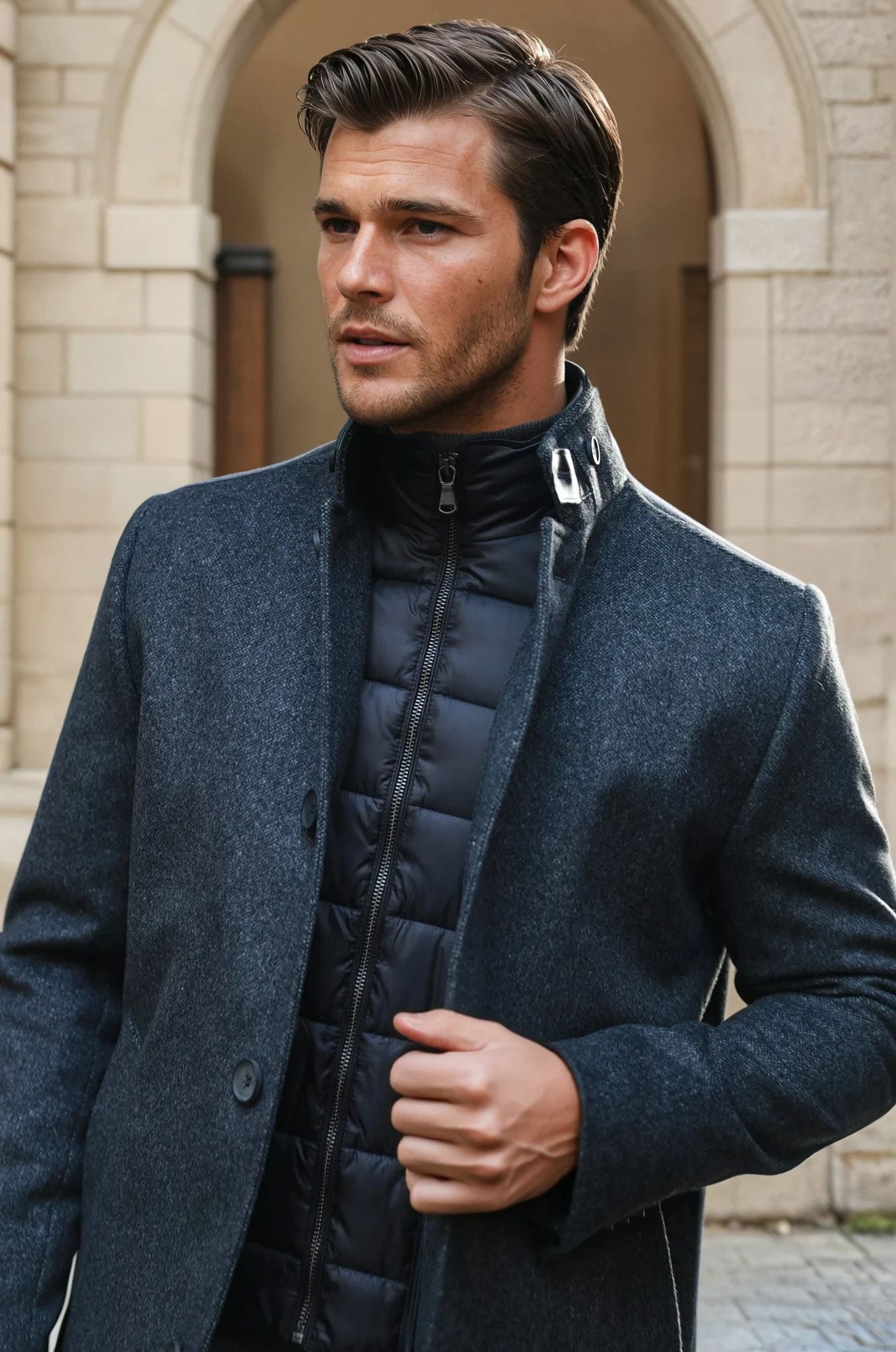 Manteau Windsor en Laine & Cachemire - Gris Anthracite-MANTEAU HOMME-Curling-Paris