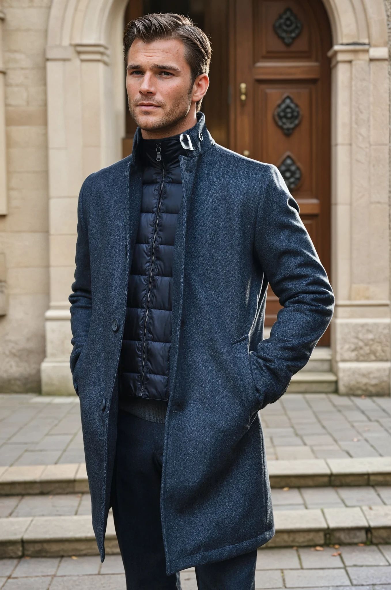 Manteau Windsor en Laine & Cachemire - Gris Anthracite-MANTEAU HOMME-Curling-Paris