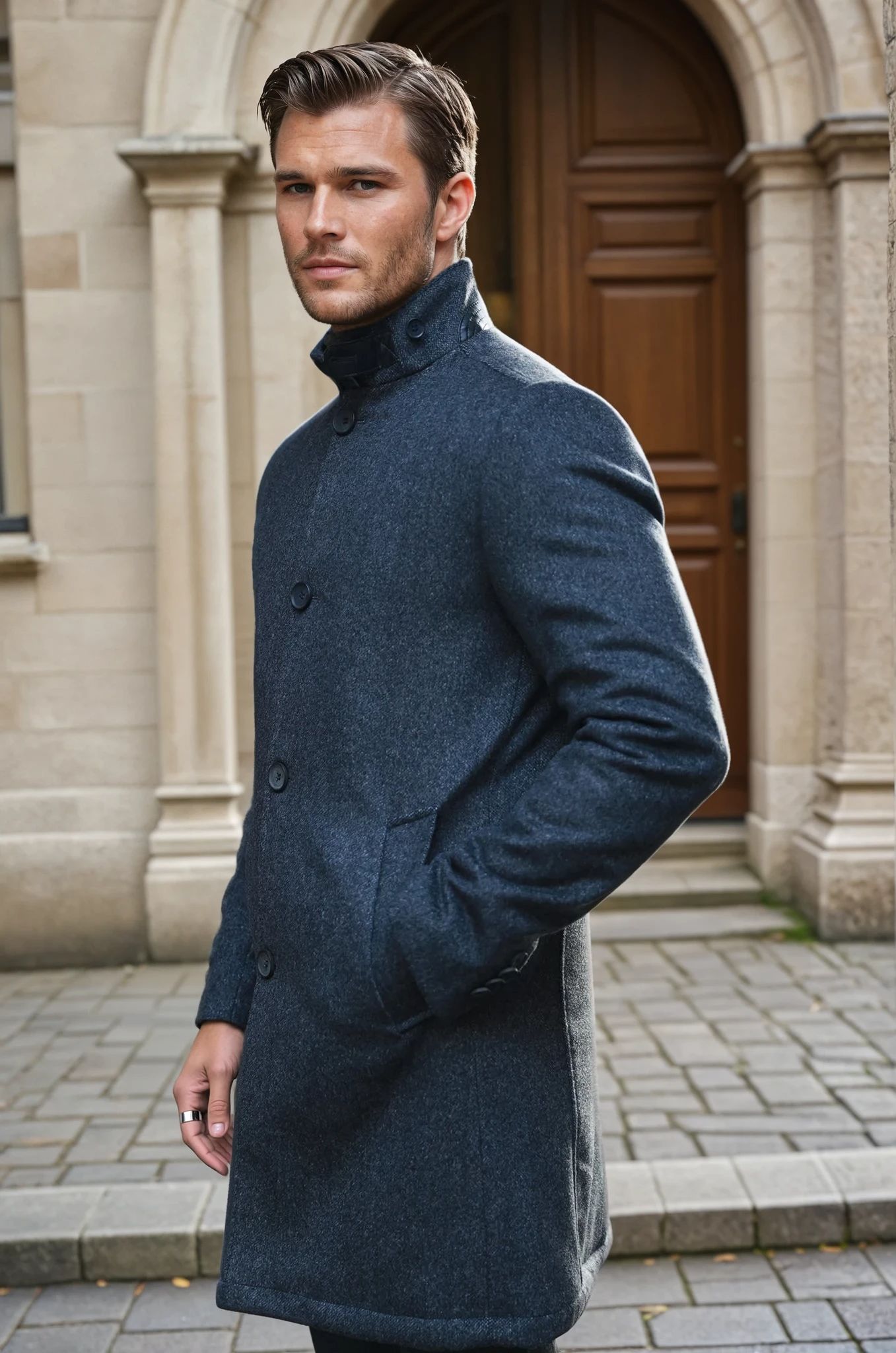 Manteau Windsor en Laine & Cachemire - Gris Anthracite-MANTEAU HOMME-Curling-Paris