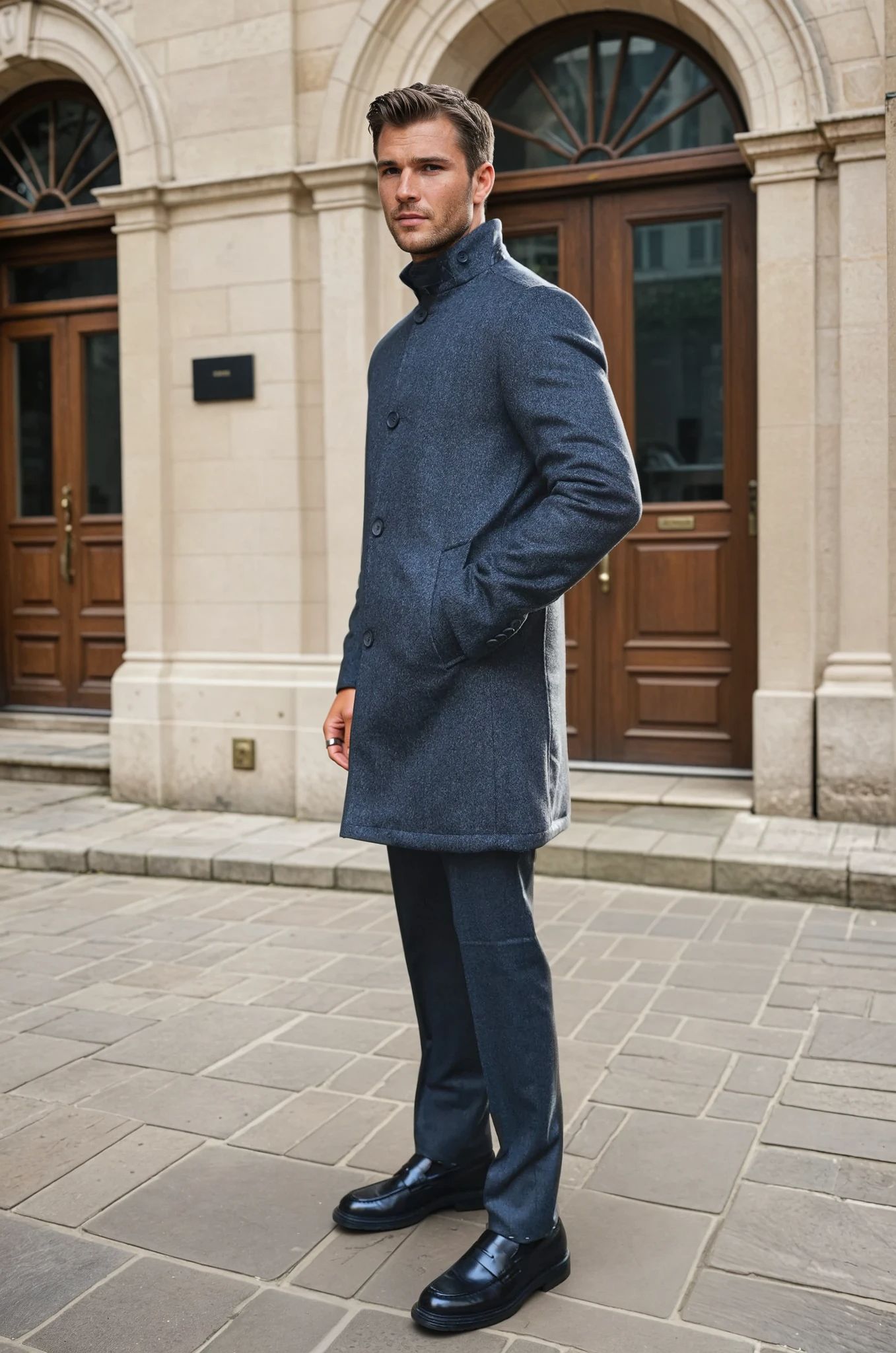 Manteau Windsor en Laine & Cachemire - Gris Anthracite-MANTEAU HOMME-Curling-Paris