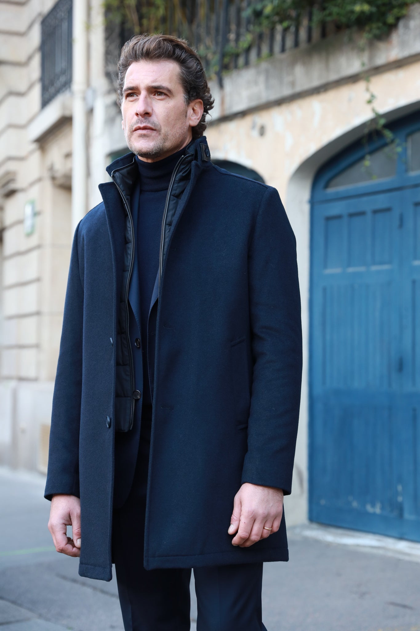 Manteau cintré en laine bleu Ly Adams - Manteaux Homme