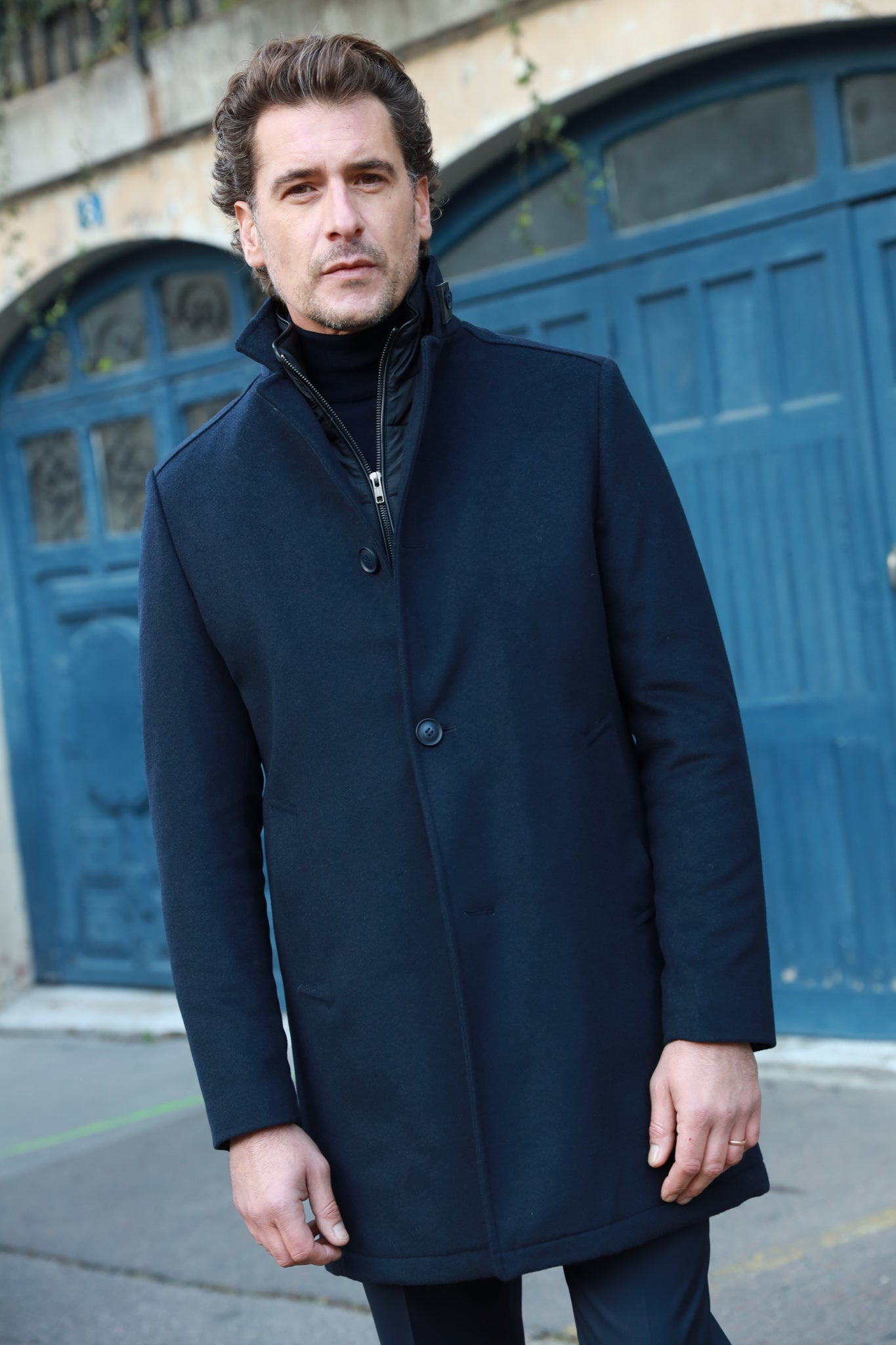 Manteau Windsor en Laine & Cachemire - Marine-MANTEAU HOMME-Curling-Paris