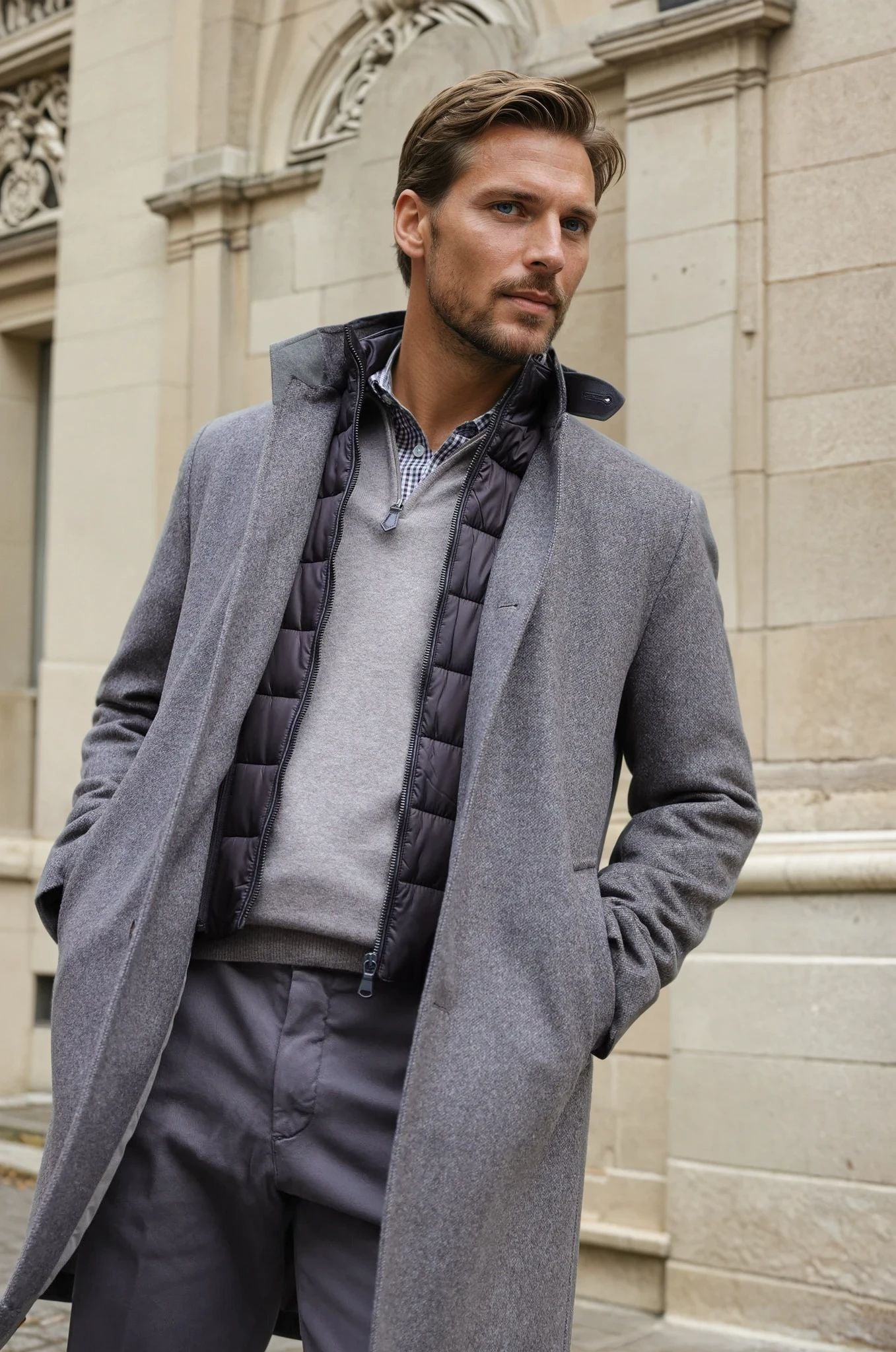 Manteau Windsor en laine & cachemire - Vison-MANTEAU HOMME-Curling-Paris