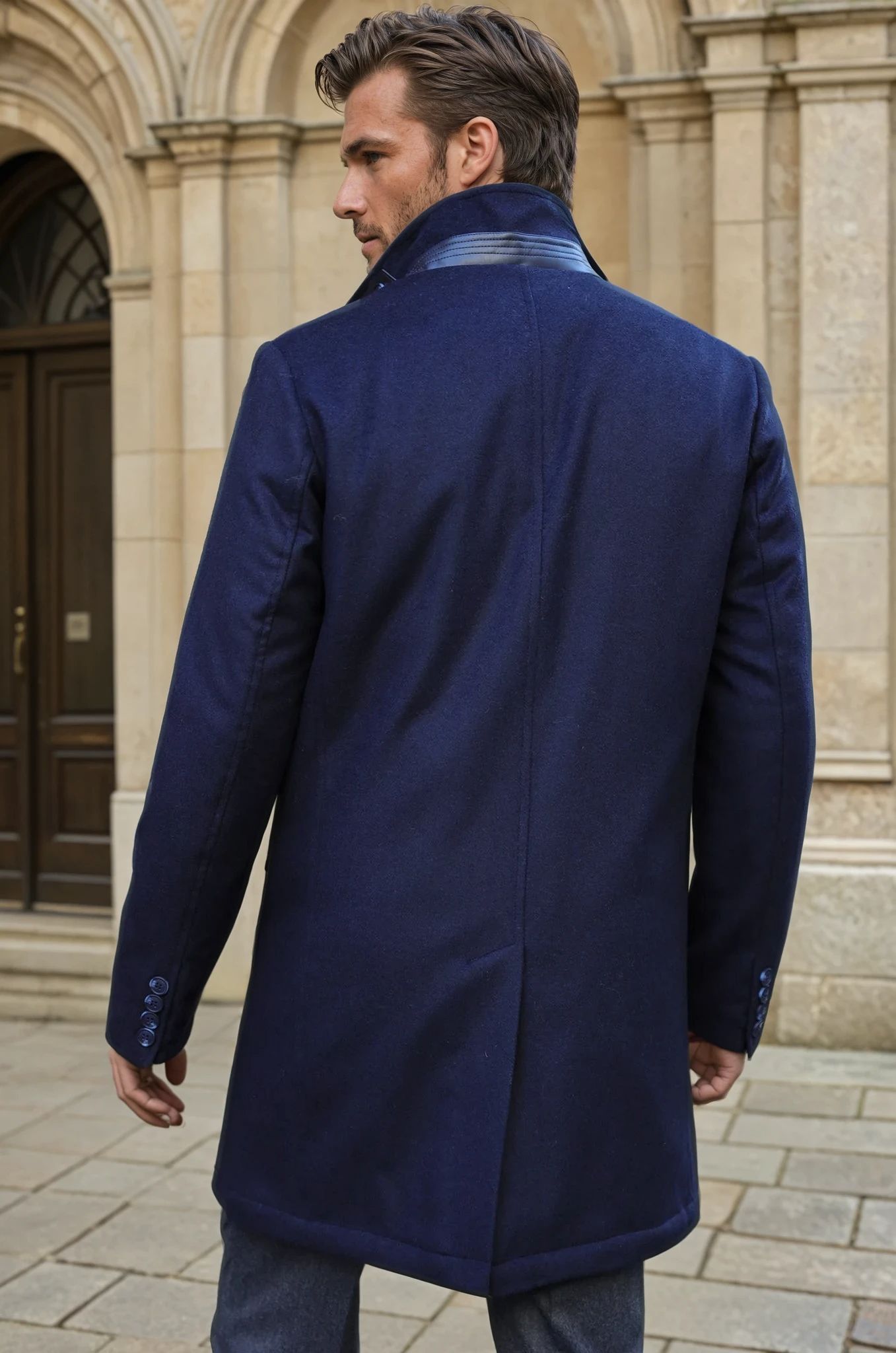 Manteau Windsor en laine & cachemire - marine-MANTEAU HOMME-Curling-Paris