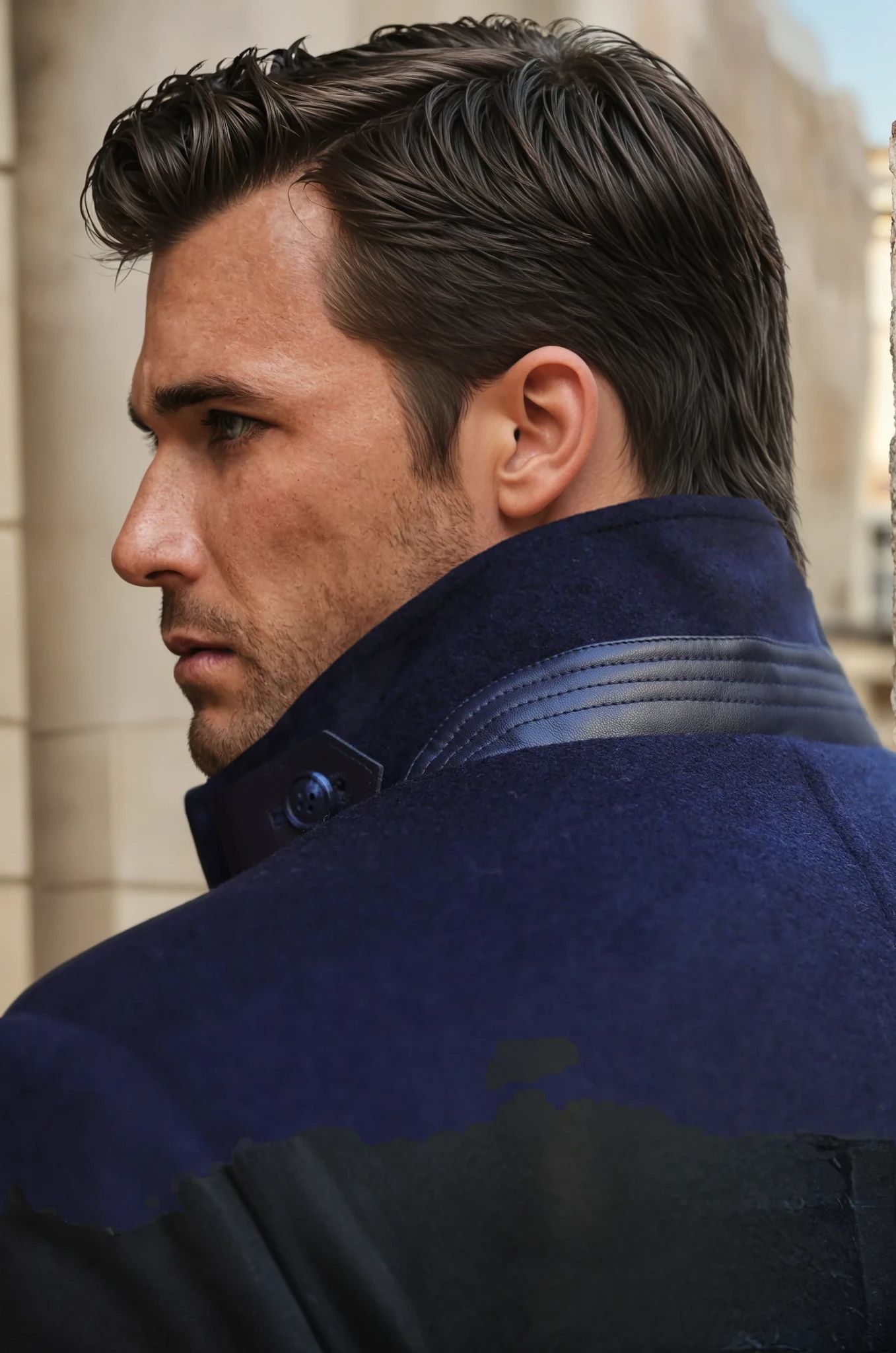 Manteau Windsor en laine & cachemire - marine-MANTEAU HOMME-Curling-Paris