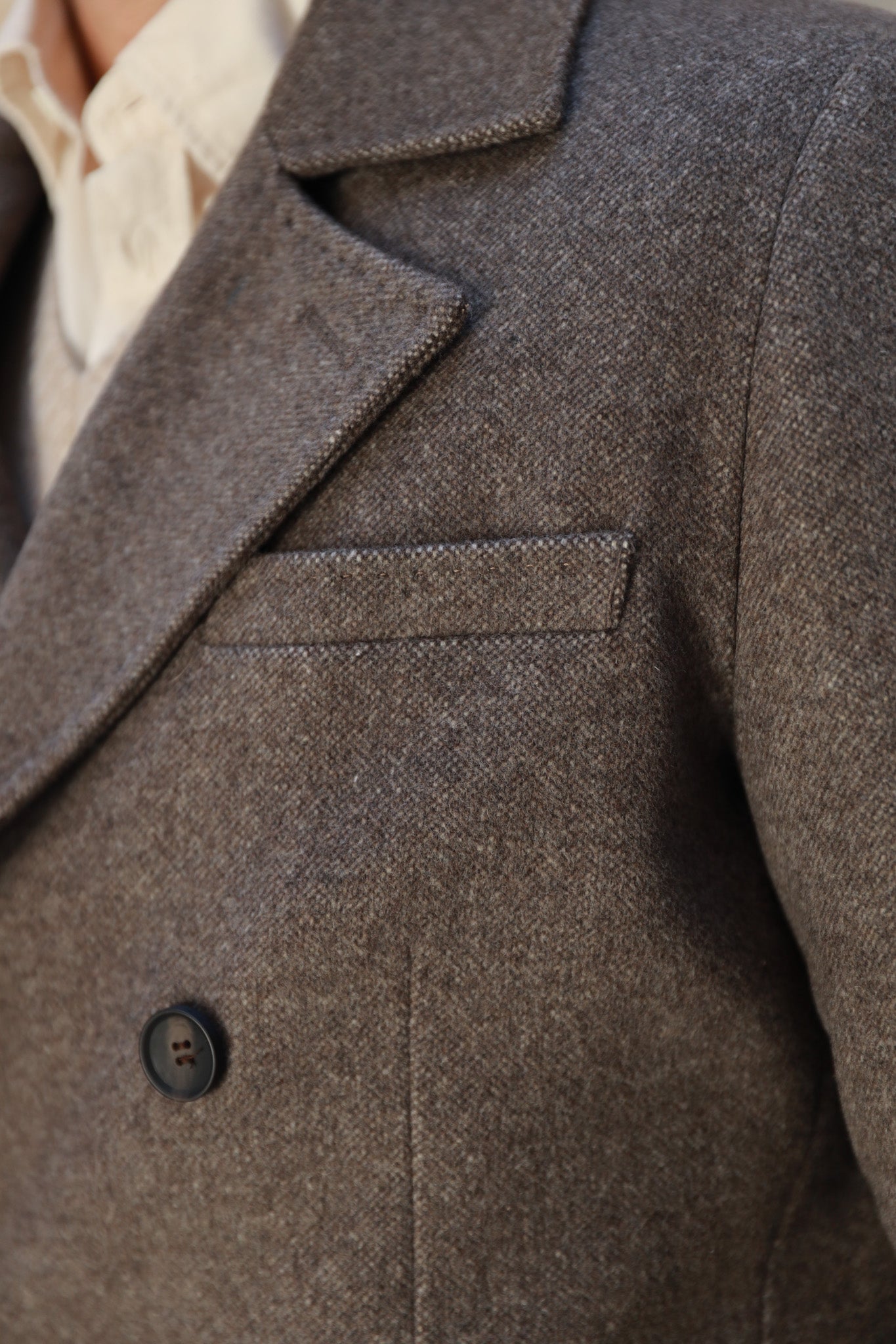 Manteau croisé en laine & cachemire - Mushroom-MANTEAU HOMME-Curling-Paris