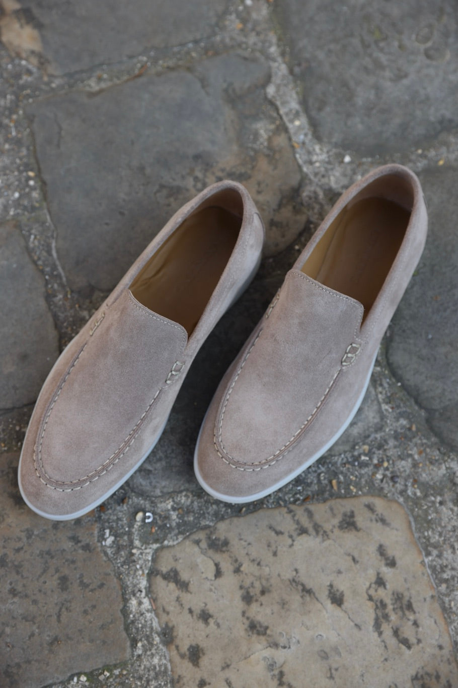 Mocassin Lauren en veau velours - Beige-CHAUSSURES HOMME-Curling-Paris