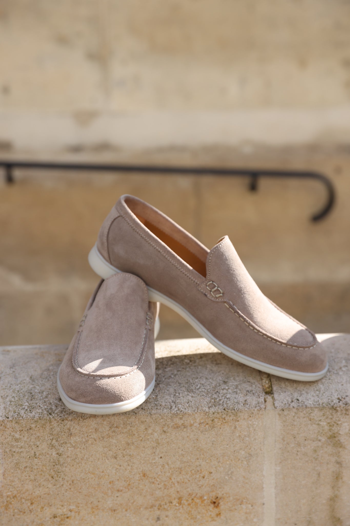 Mocassin Lauren en veau velours - Beige-CHAUSSURES HOMME-Curling-Paris
